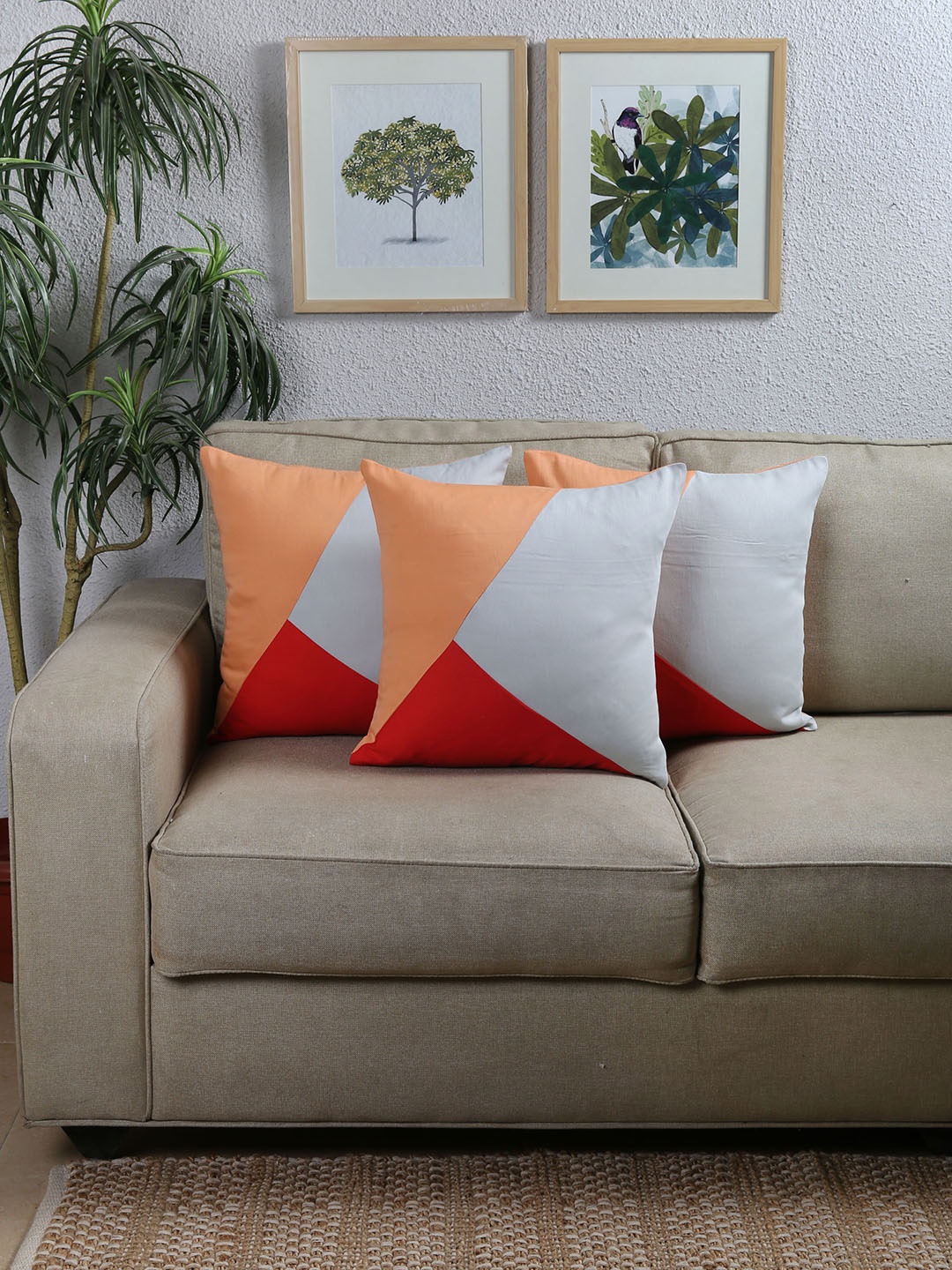 

House This Grey Set of 3 Colourblocked Square Cushion Covers