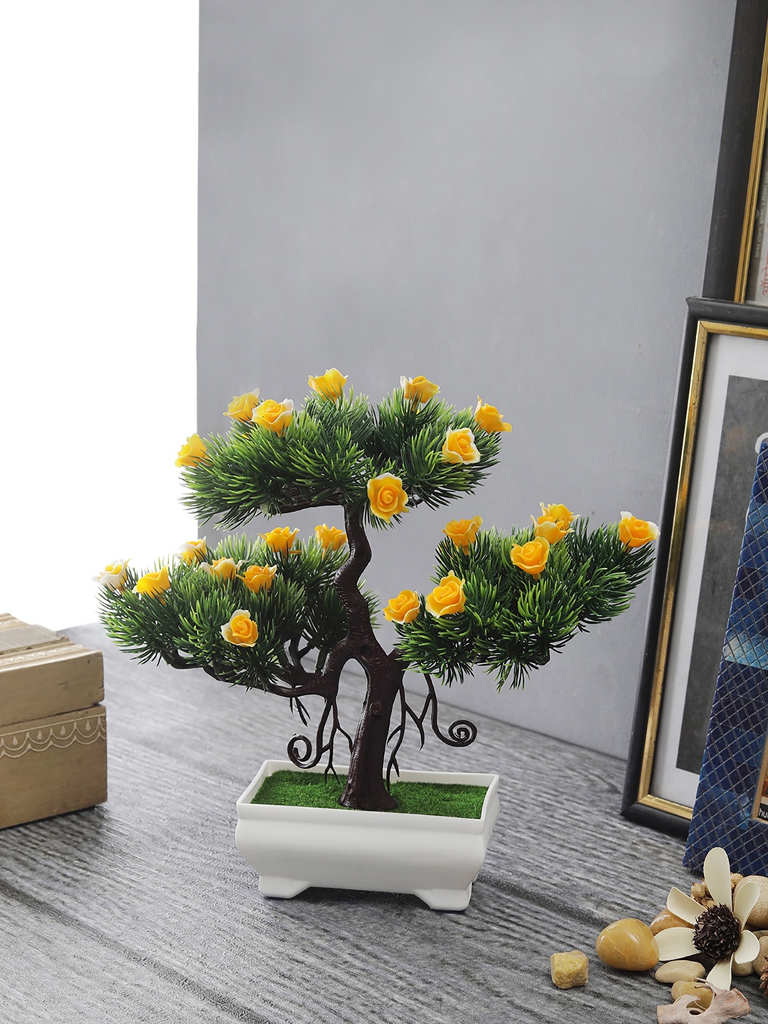

FOLIYAJ Green & Yellow Artificial Plant With Pot