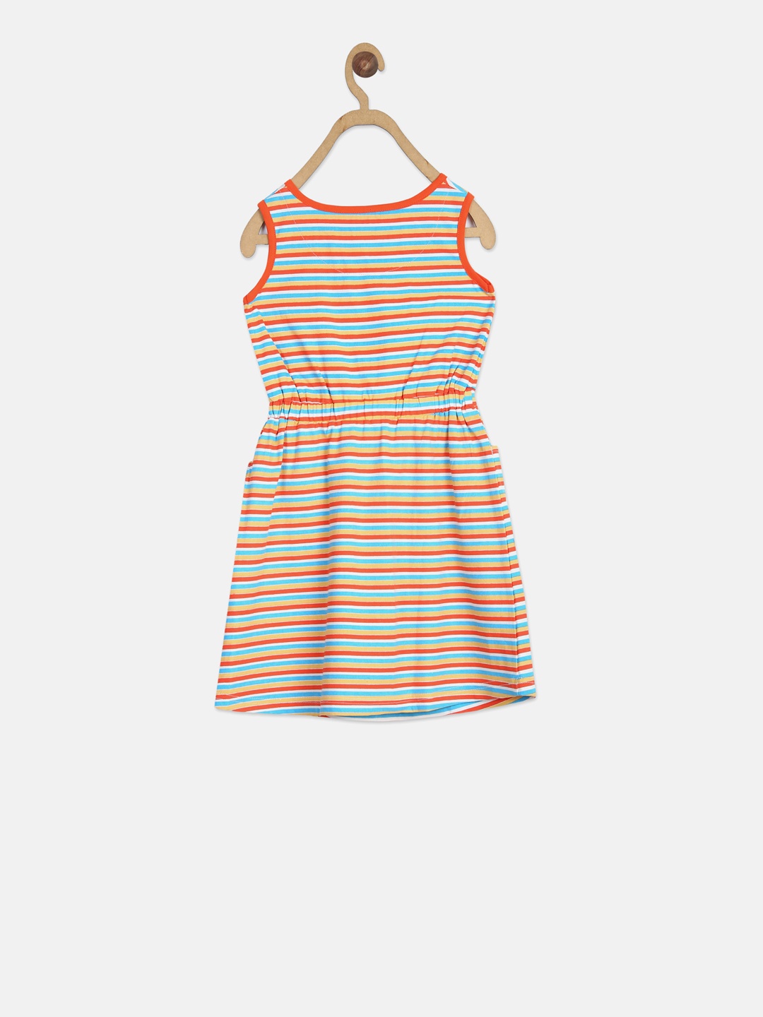 

ELLE Girls Multicoloured Striped Fit and Flare Dress, Multi
