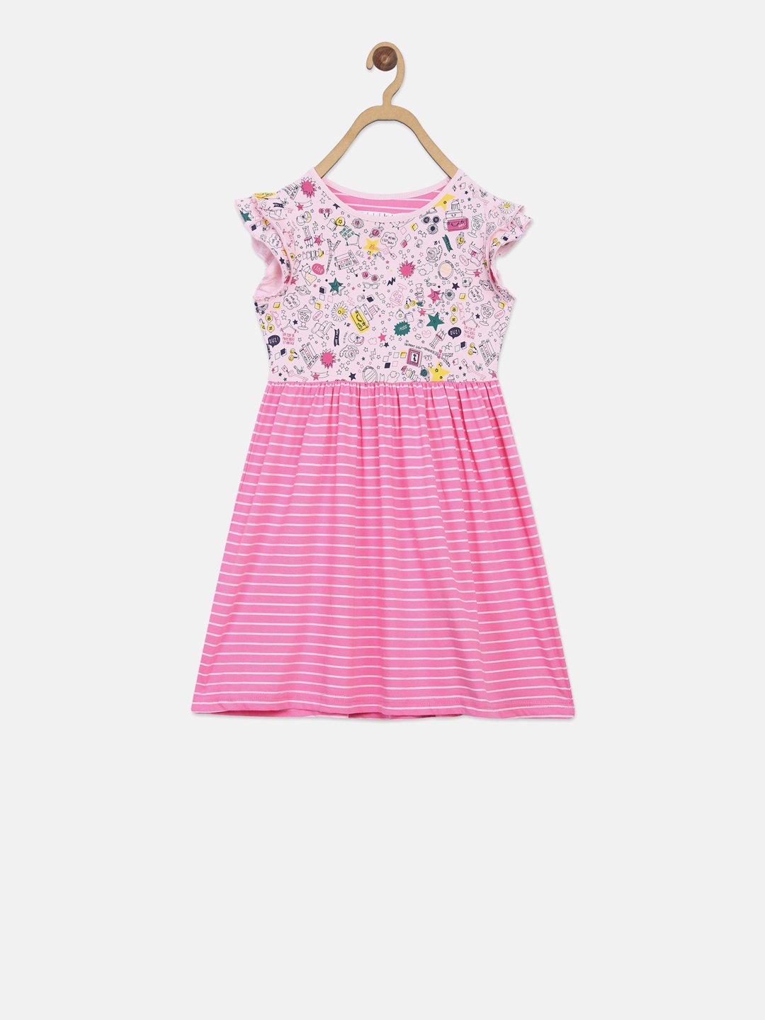 

ELLE Girls Pink Printed Fit and Flare Dress