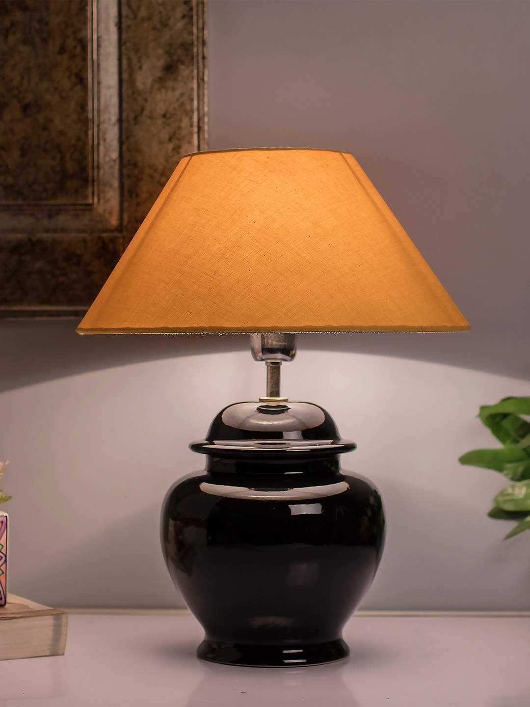 

Homesake Black Solid Handcrafted Bedside Standard Table Lamp with Shade