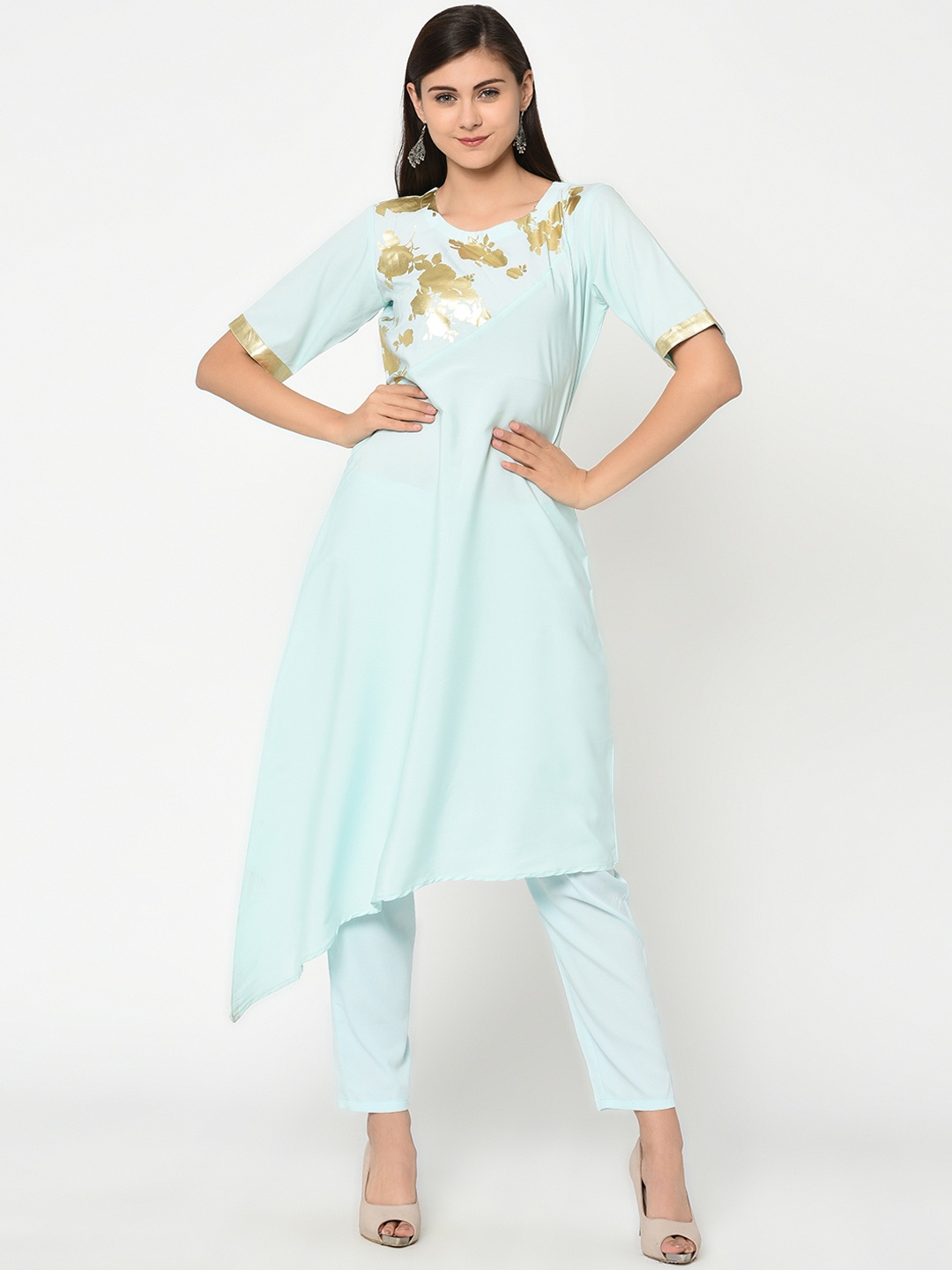 

ZIYAA Women Blue Printed A-Line Kurta
