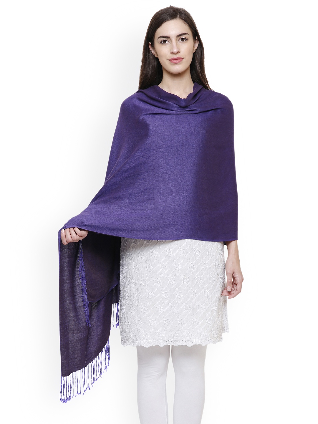 

Anekaant Women Purple Solid Reversible Shawl