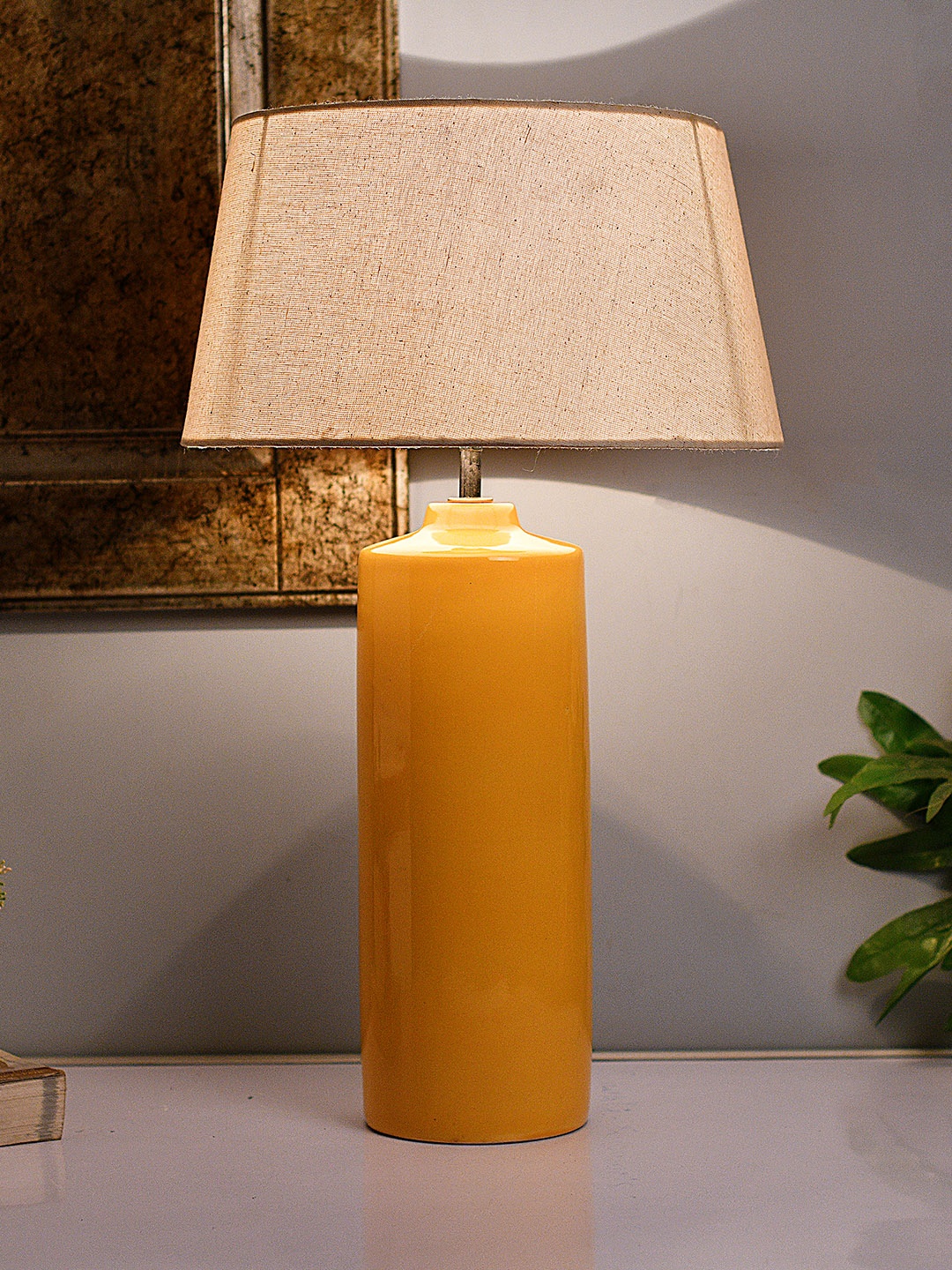 

Homesake Yellow Solid Handcrafted Bedside Standard Table Lamp with Shade