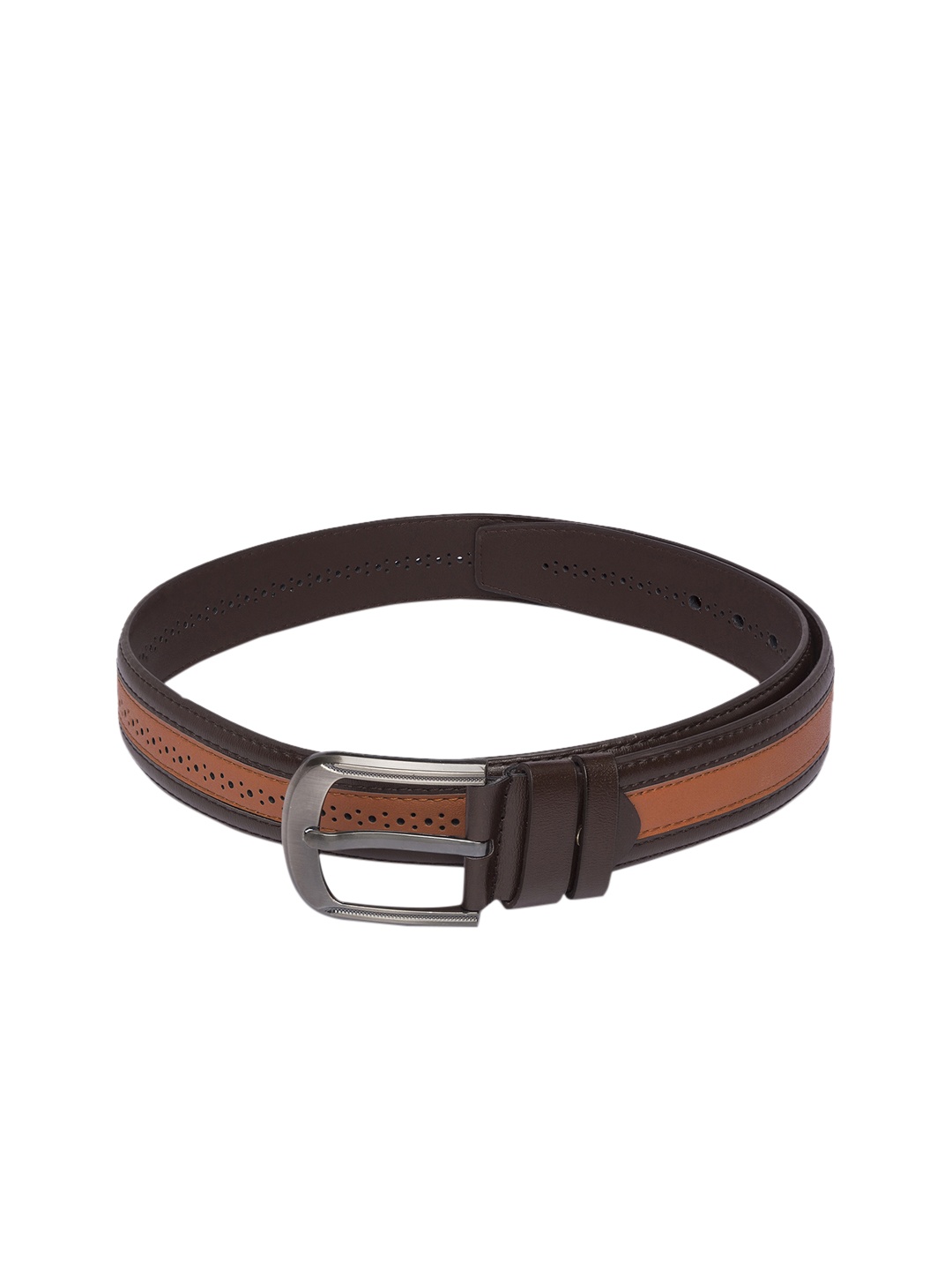 

Globus Men Tan Brown Colourblocked Belt
