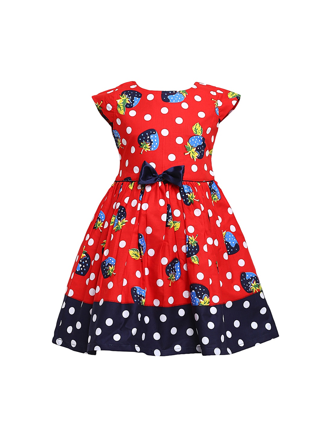 

Aarika Girls Red Printed Fit and Flare Dress