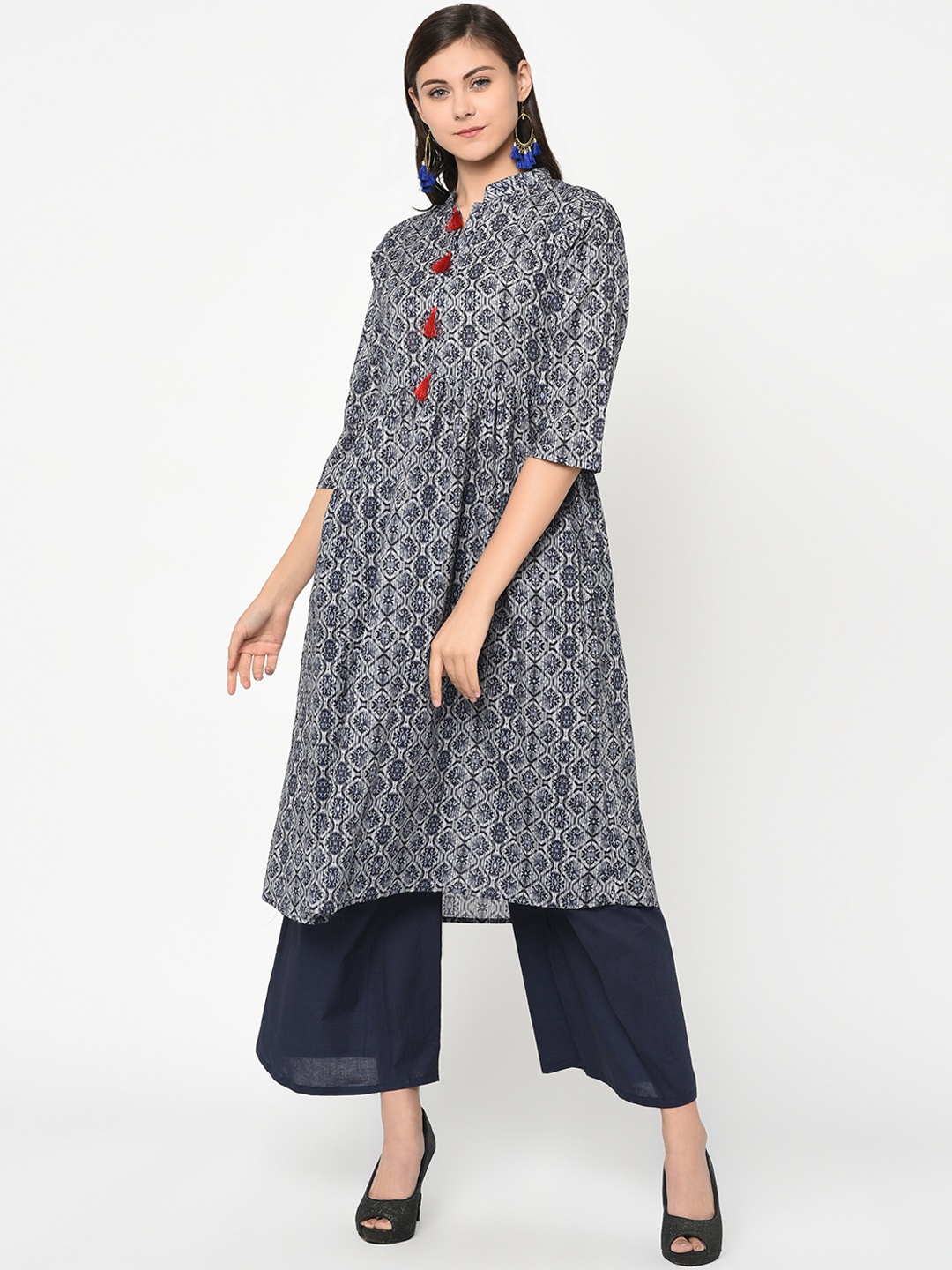 

ZIYAA Women Blue Printed Anarkali Kurta