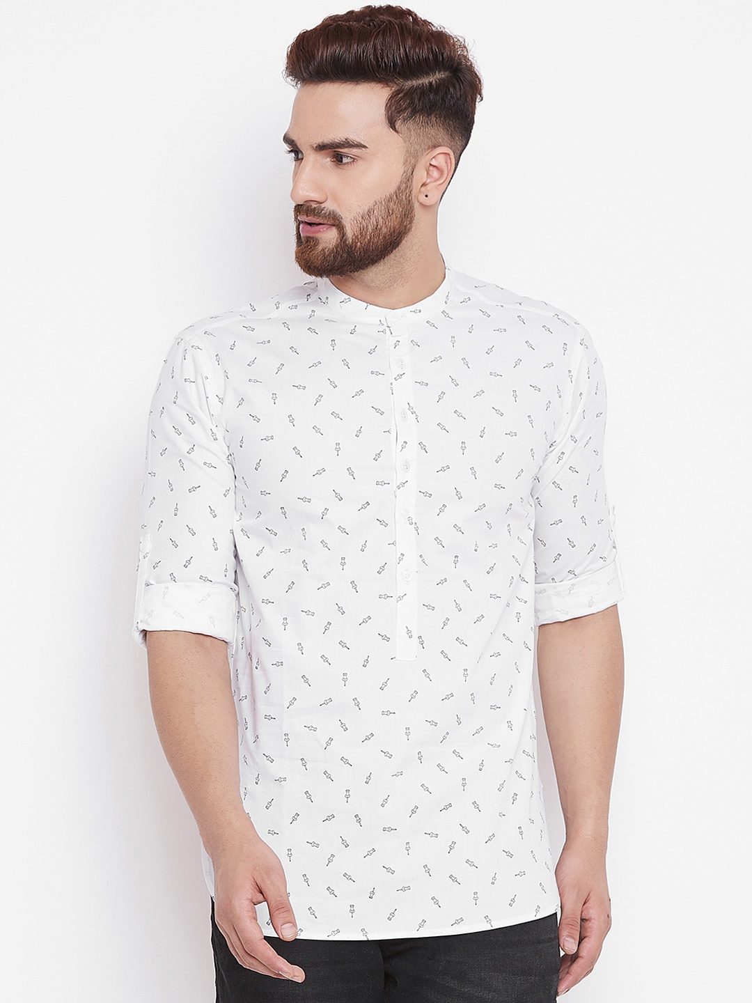 

even Men White Printed Straight Kurta