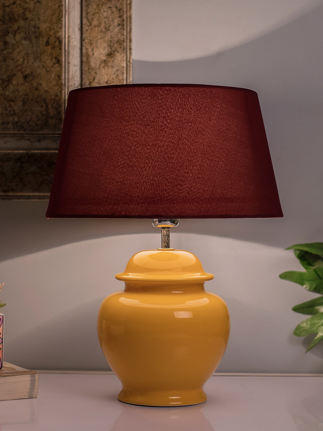 Homesake Yellow Solid Handcrafted Bedside Standard Table Lamp with Shade