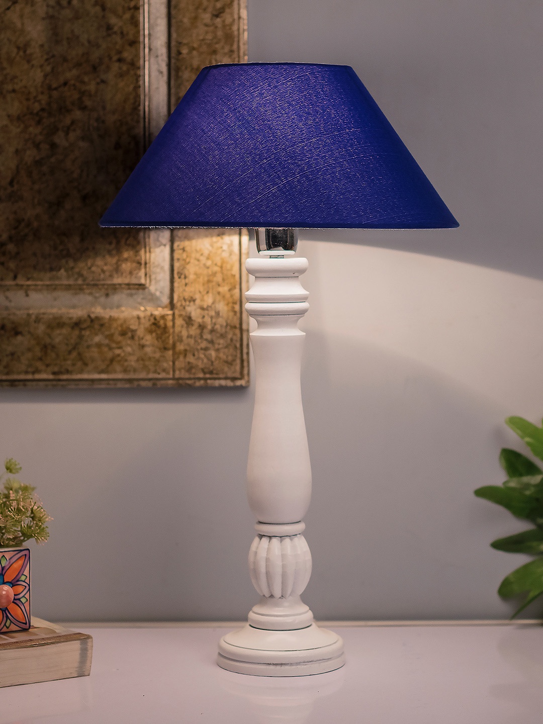 

Homesake White Solid Handcrafted Bedside Standard Table Lamp with Shade