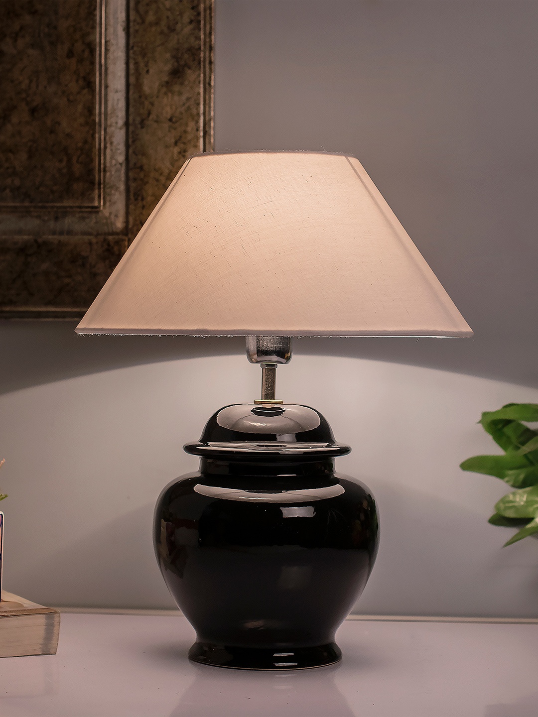 

Homesake Black Solid Handcrafted Bedside Standard Table Lamp with Shade