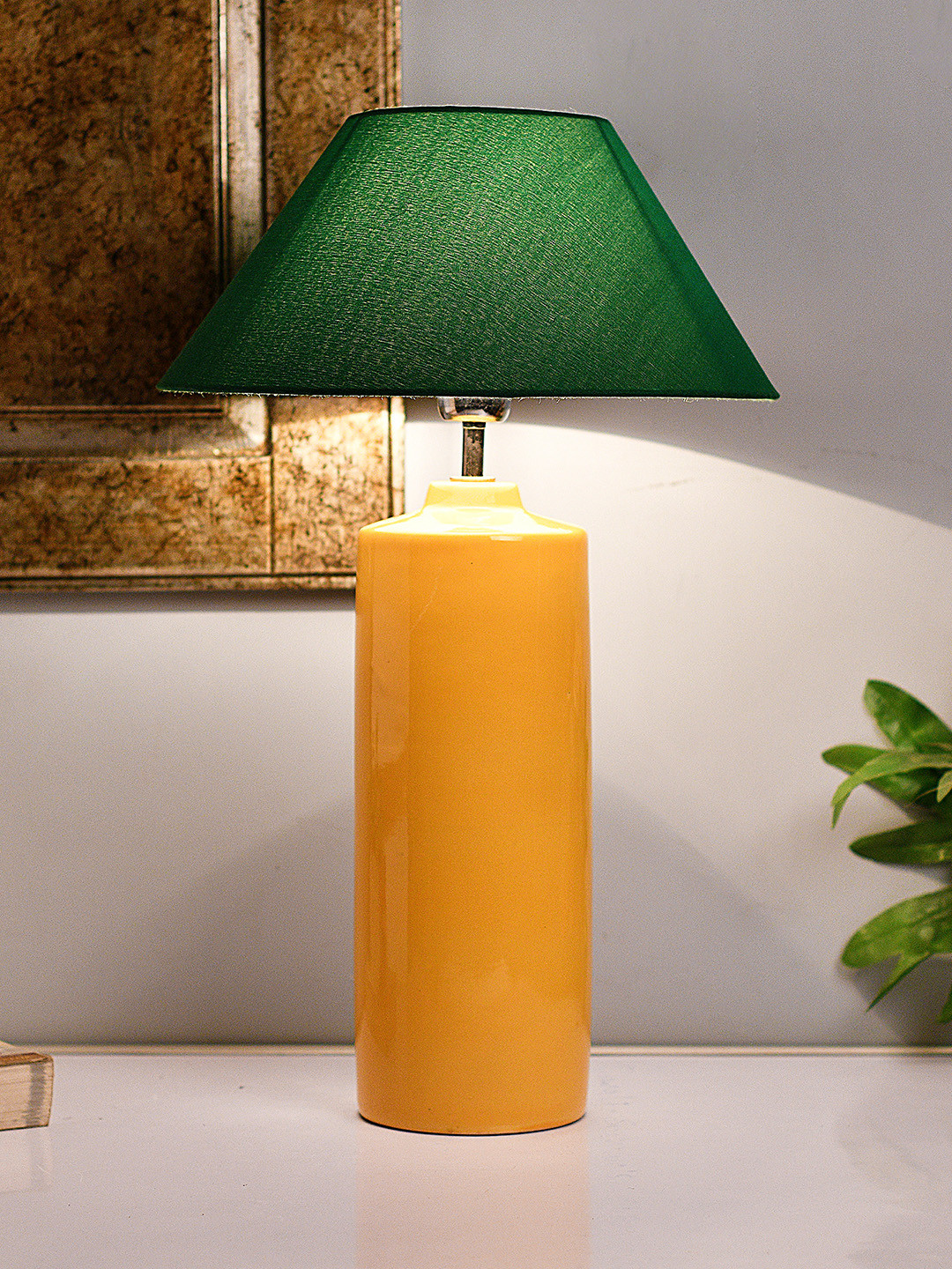 

Homesake Yellow Solid Handcrafted Bedside Standard Table Lamp with Shade