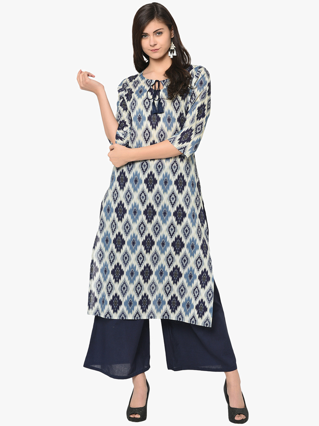 

ZIYAA Women Blue Printed Kurti with Palazzos