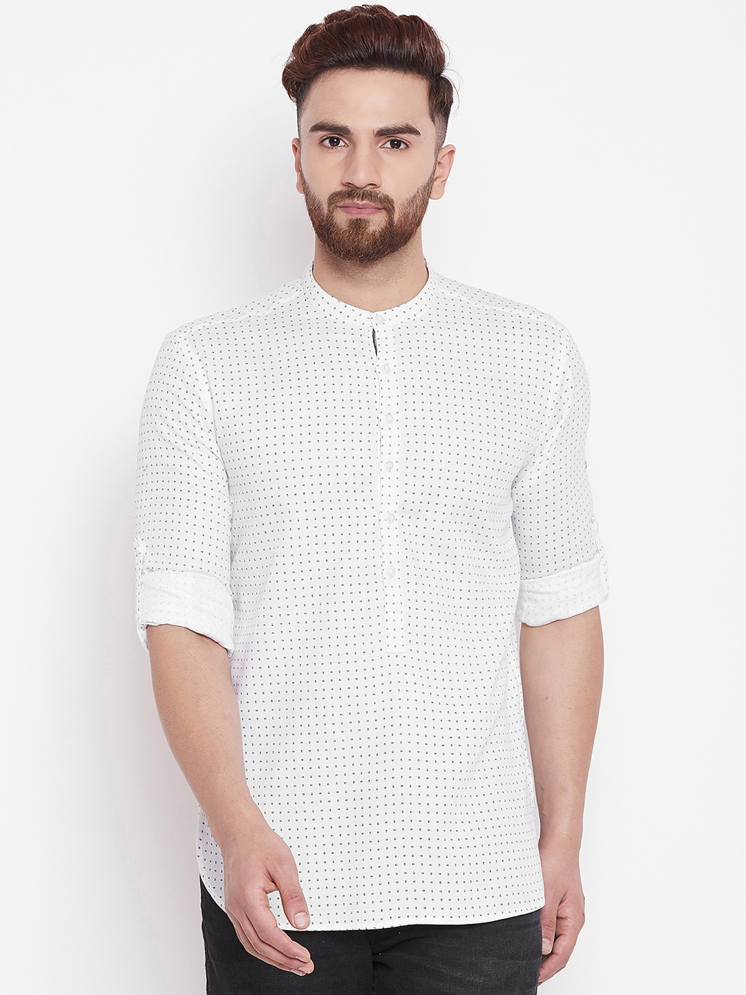 

even Men White Printed Straight Kurta