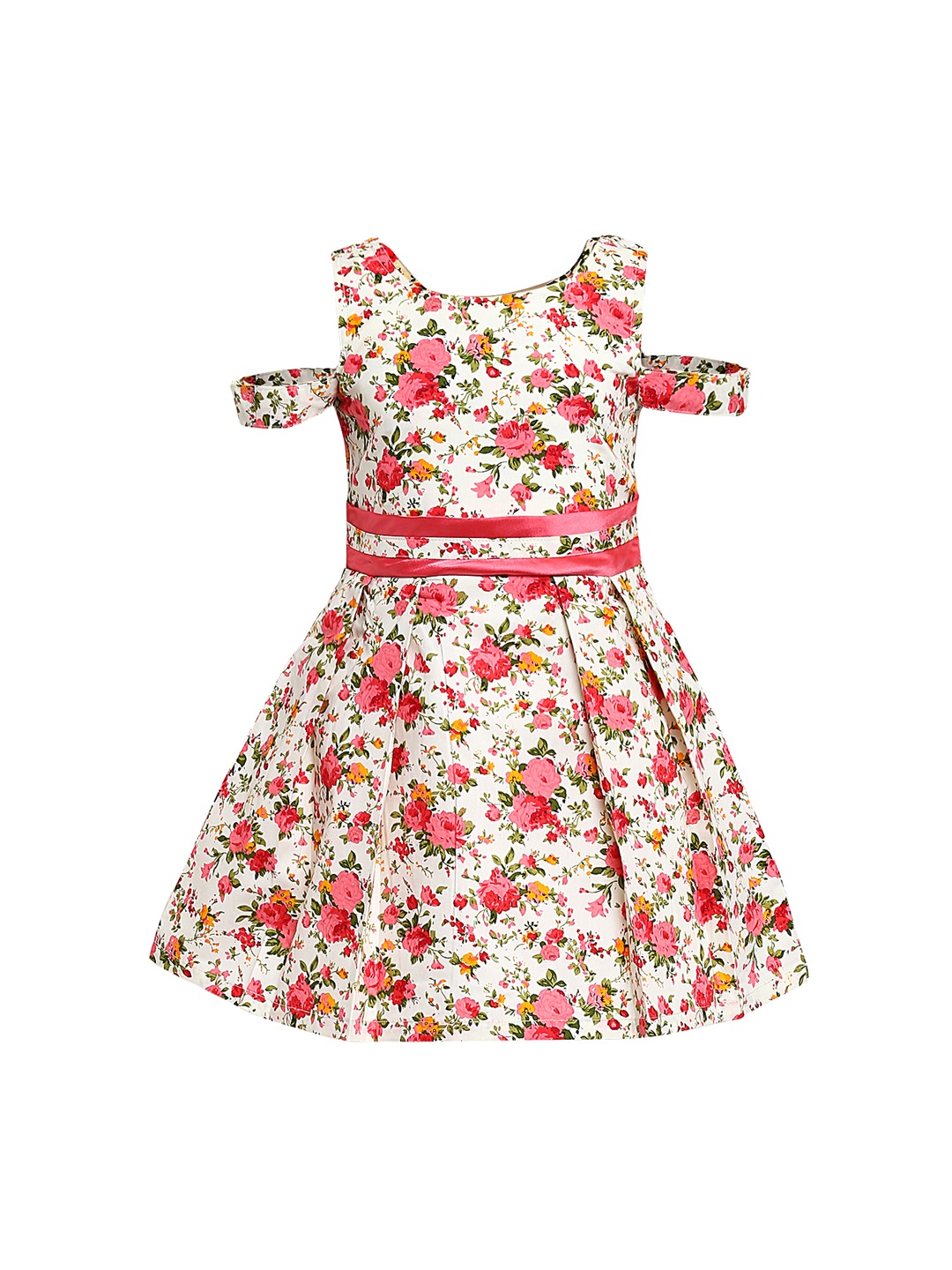

Aarika Girls Peach-Coloured Printed Fit and Flare Dress