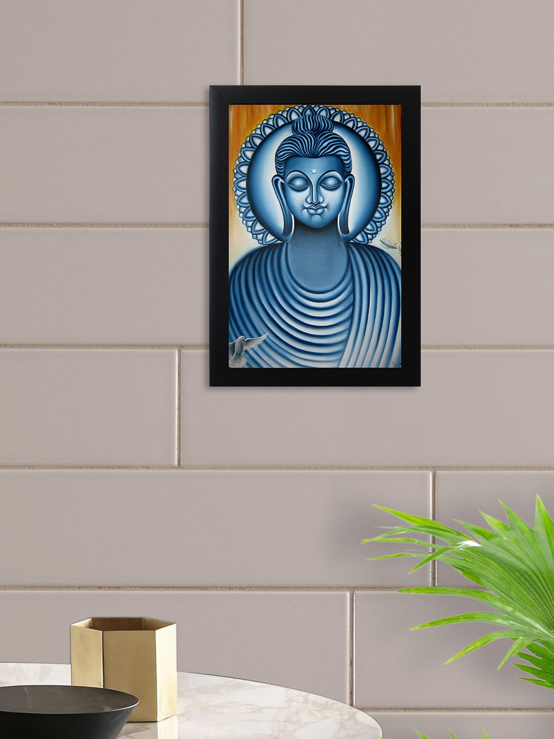 

nest ART Blue & Brown Synthetic Wood Buddha Peace Wall Art