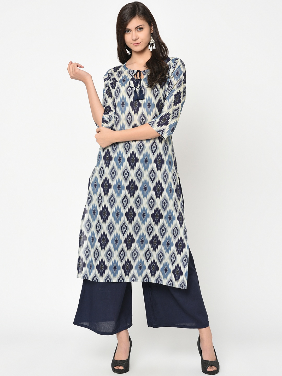 

ZIYAA Women Blue Printed Straight Kurta