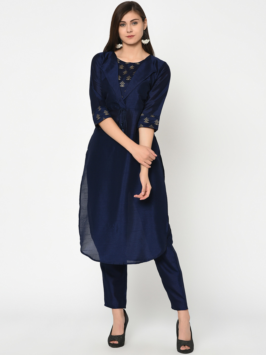 

ZIYAA Women Navy Blue Printed Straight Kurta