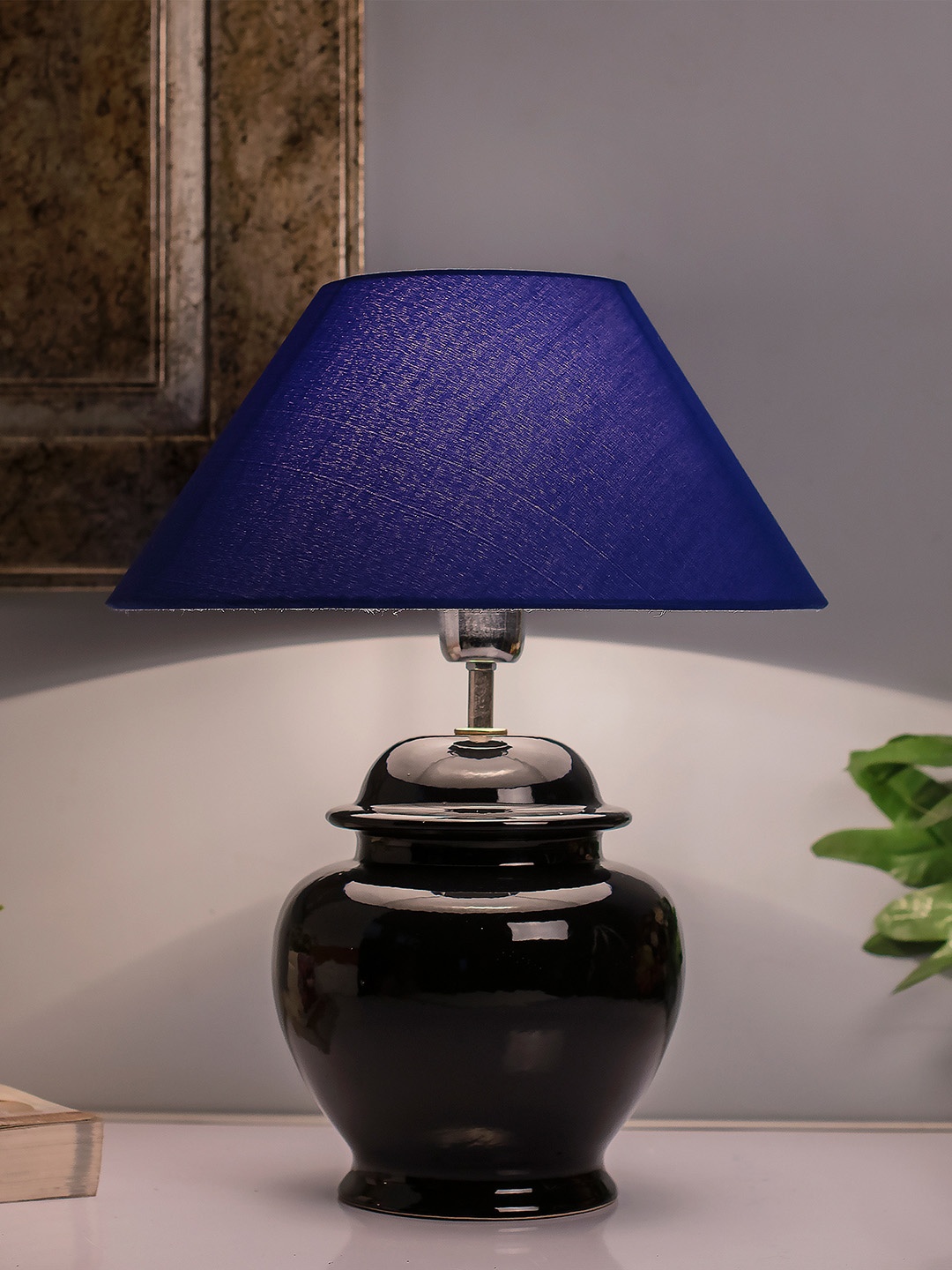 Homesake Black Solid Handcrafted Bedside Standard Table Lamp with Shade