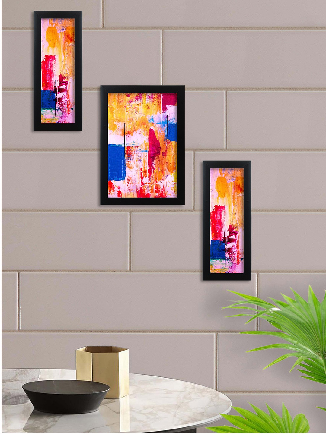 

nest ART Set Of 3 Multicoloured Synthetic Wood Abstract Colors Wall Art, Multi