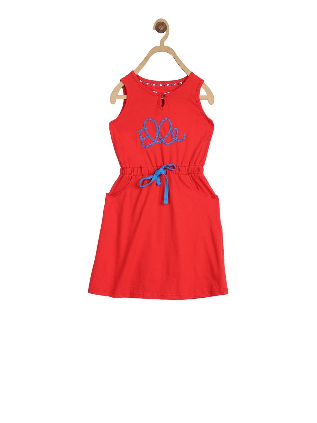 

ELLE Girls Red Self Design Fit and Flare Dress