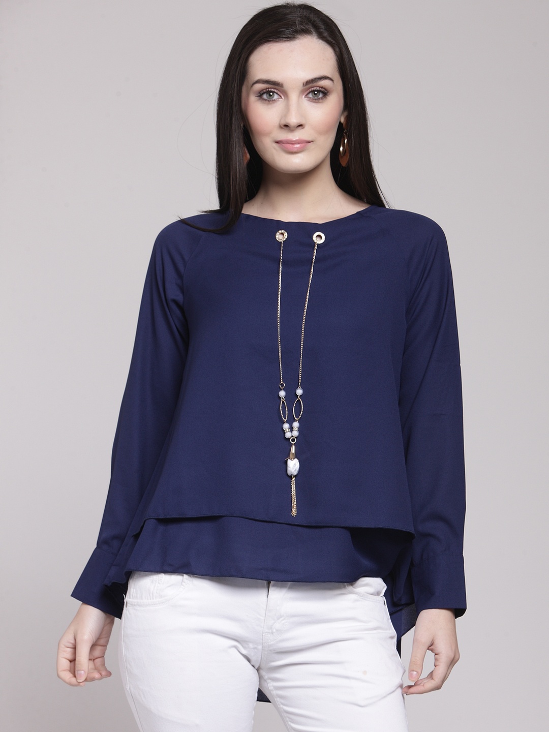 

plusS Women Blue Solid Styled Back Top