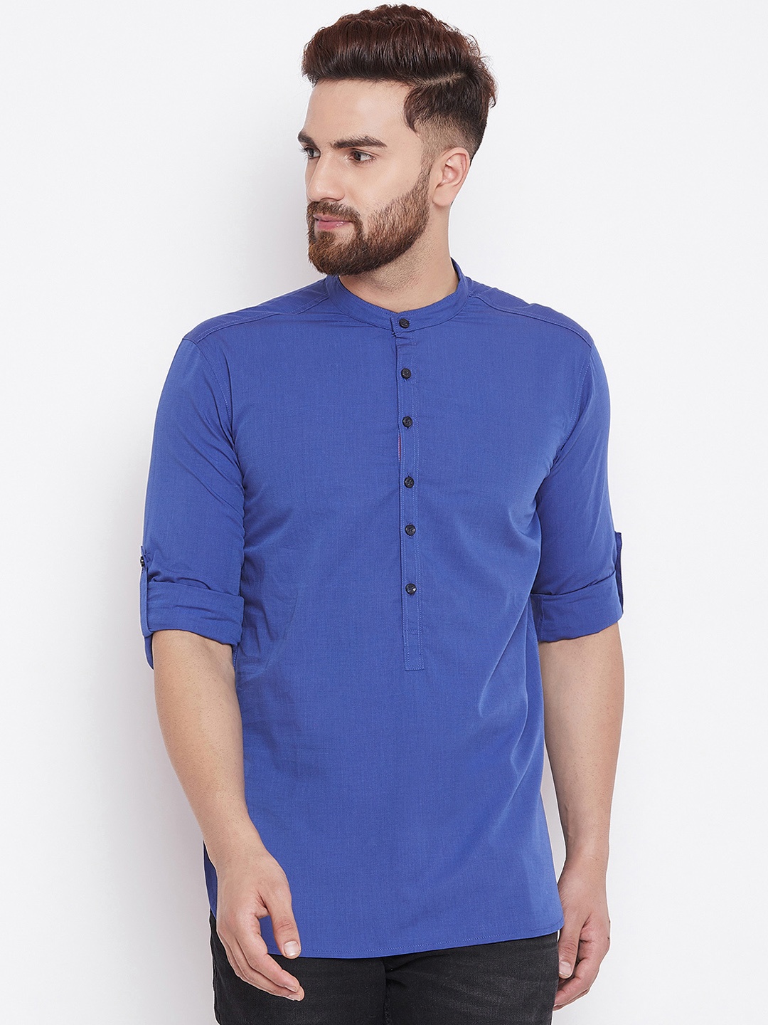 

even Men Blue Solid Straight Kurta