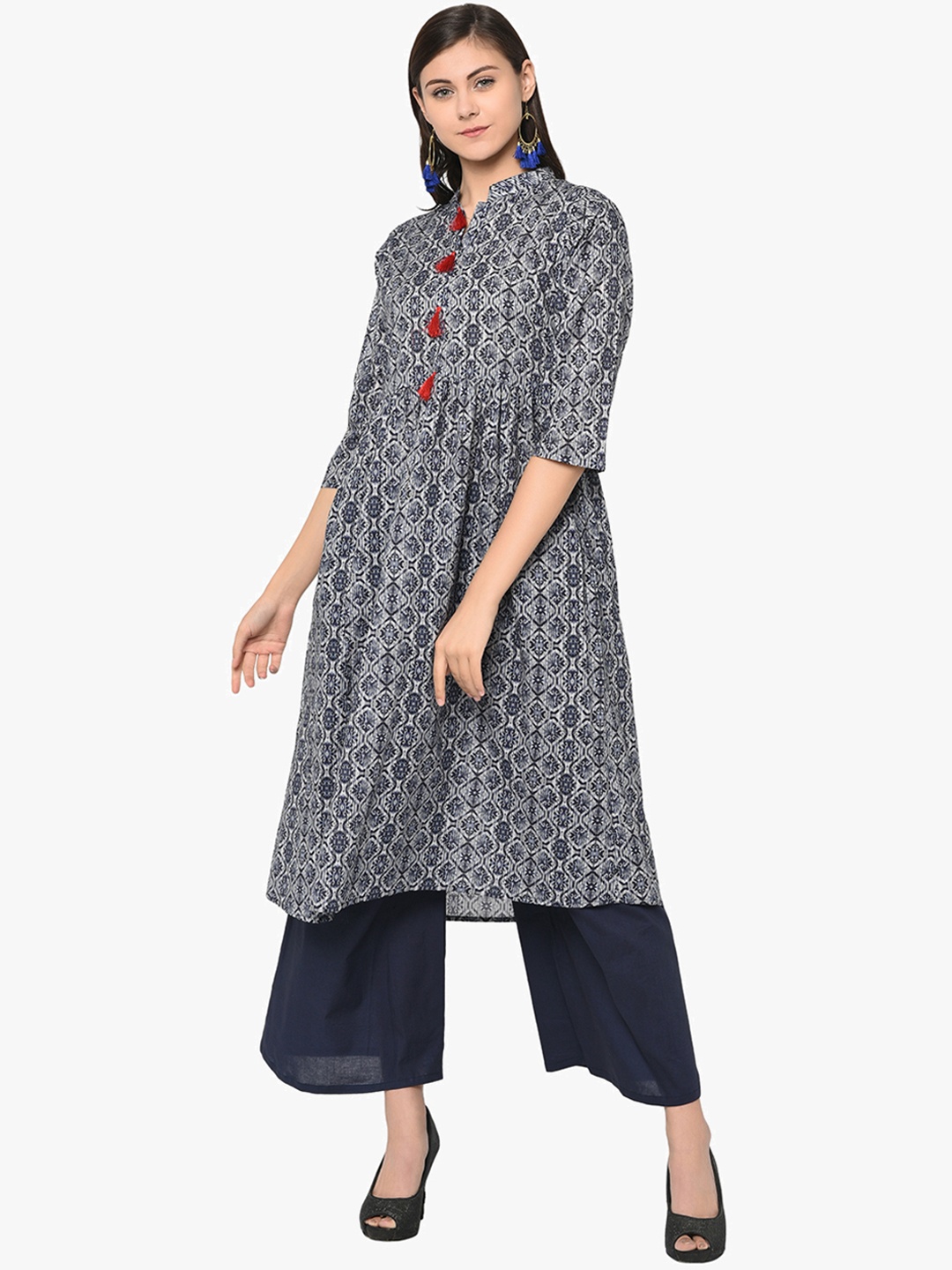 

ZIYAA Women Blue Printed Kurta with Palazzos
