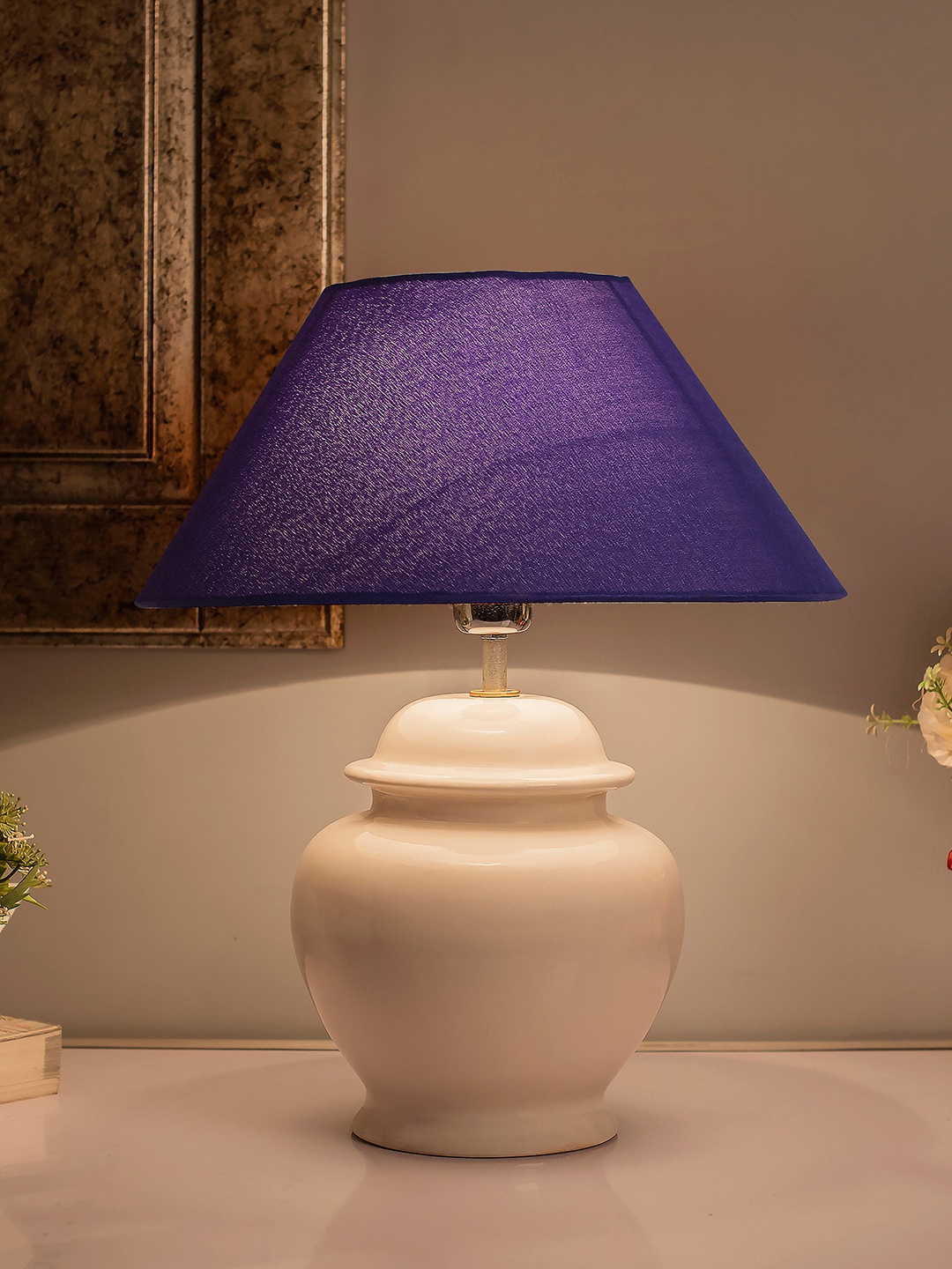 

Homesake White Solid Handcrafted Table Lamp with Shade