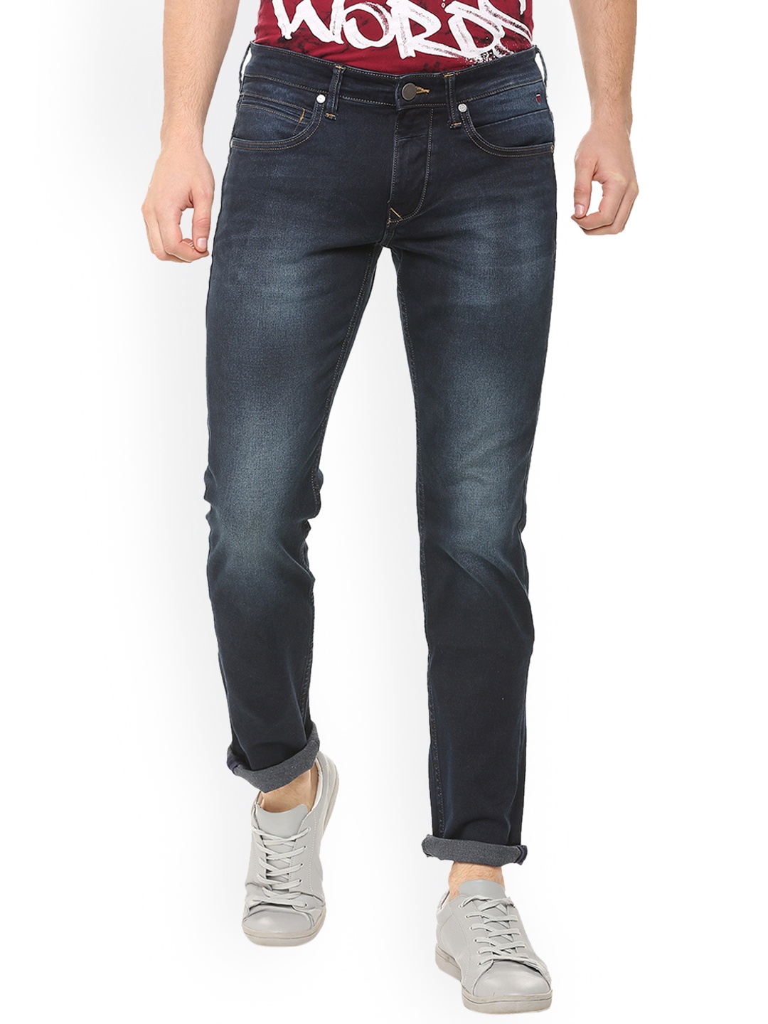 

Louis Philippe Jeans Men Navy Blue Slim Fit Mid-Rise Clean Look Stretchable Jeans