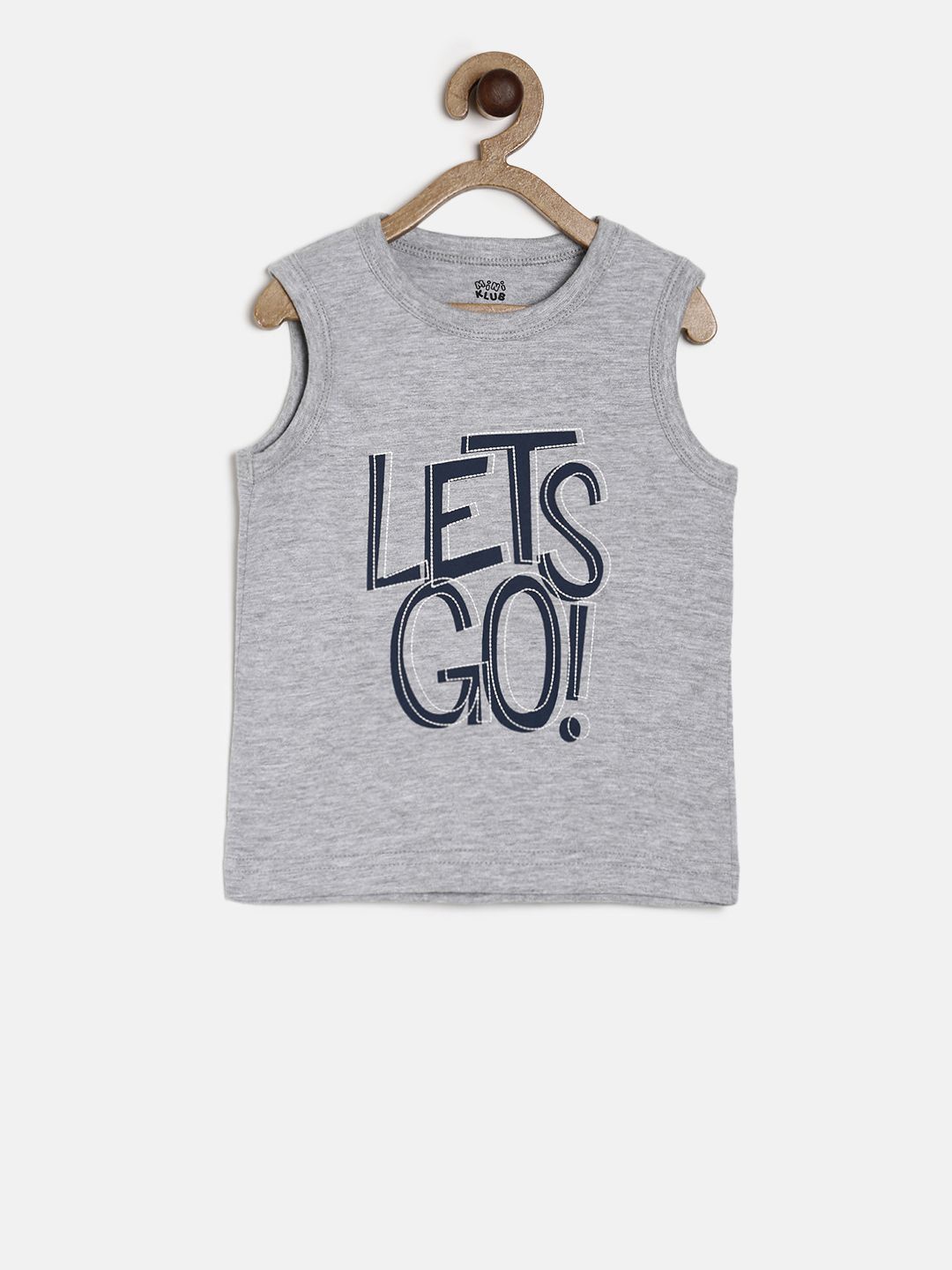 MINI KLUB Boys Grey Printed Round Neck Pure Cotton T-shirt