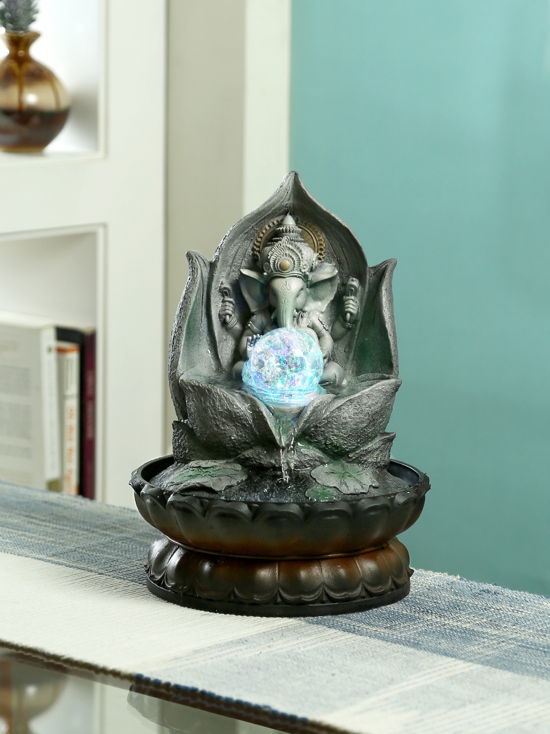 

Aapno Rajasthan Grey Ganesh Hand Sculpted Indoor Water Fountain with Light