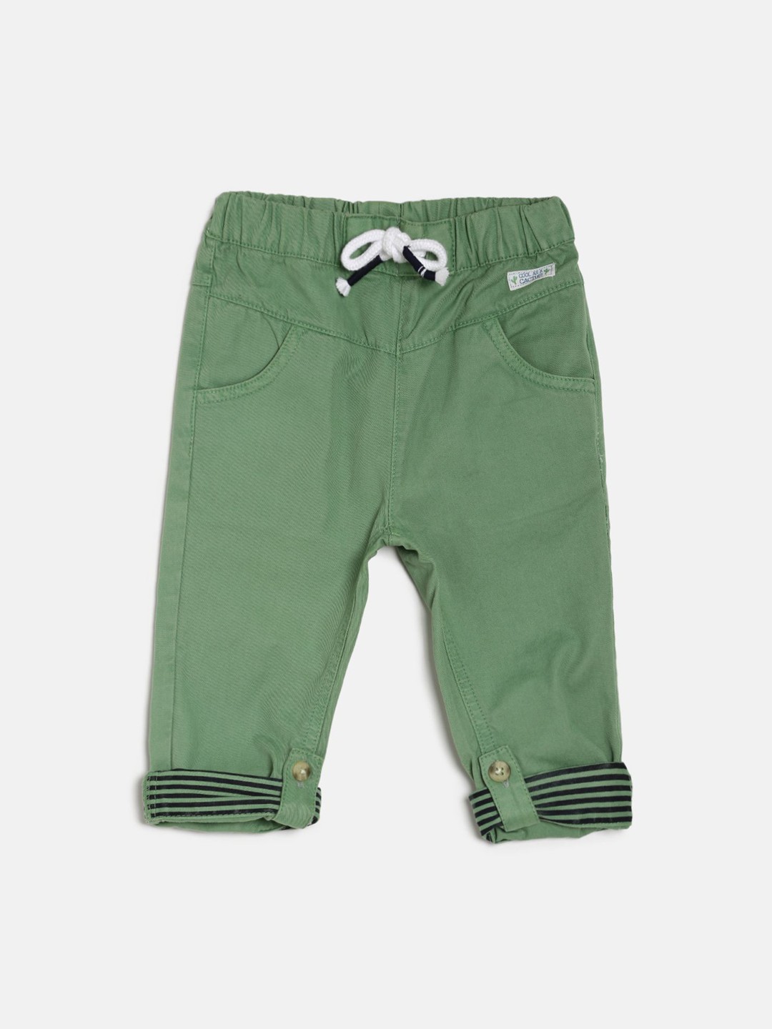 

MINI KLUB Boys Green Regular Fit Solid Regular Trousers