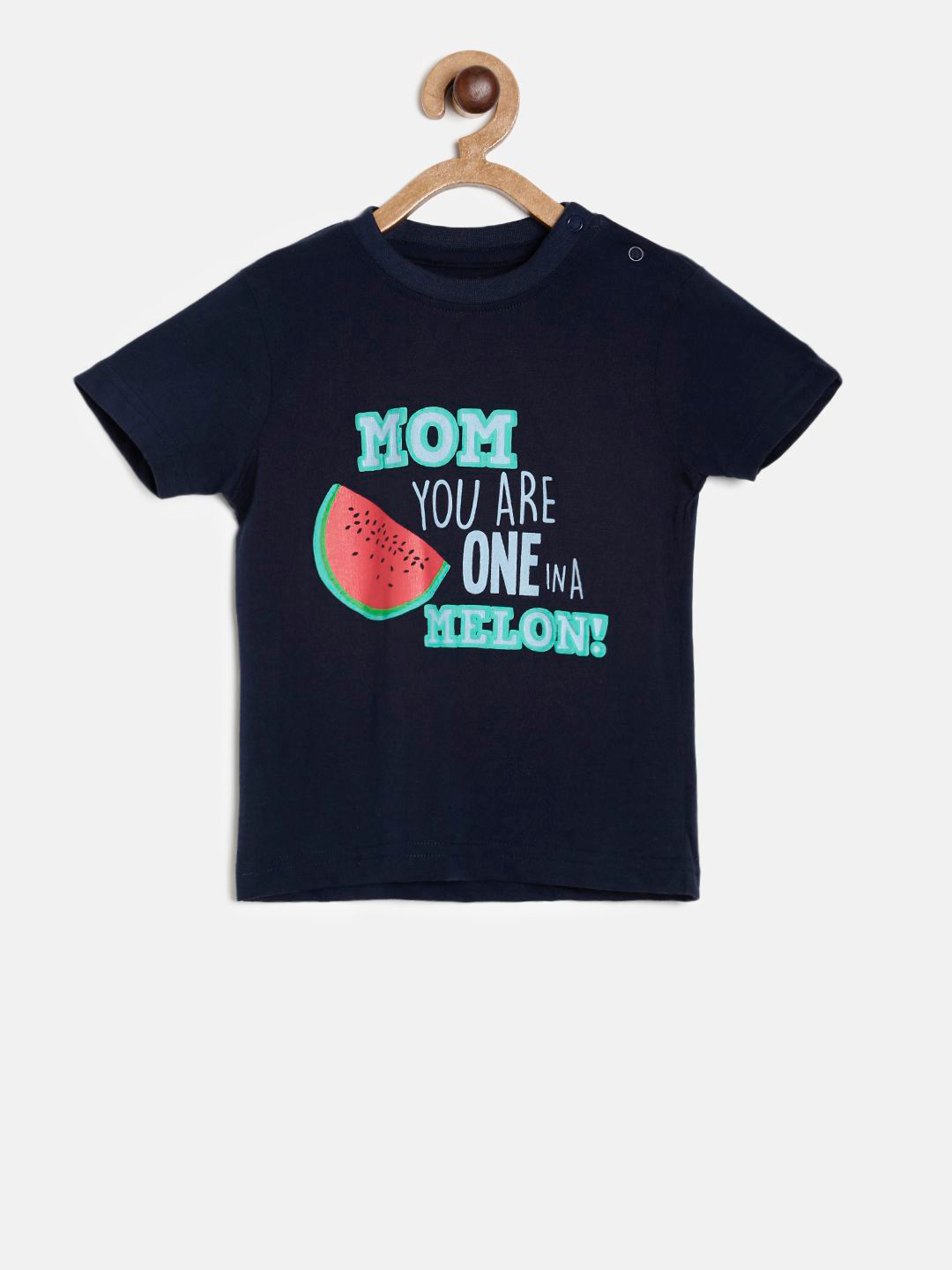

MINI KLUB Boys Navy Blue Printed Round Neck Pure Cotton T-shirt