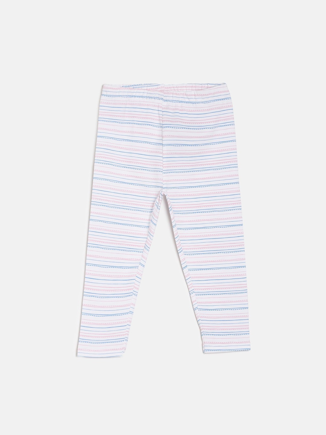 MINI KLUB Girls White Striped Ankle-Length Leggings