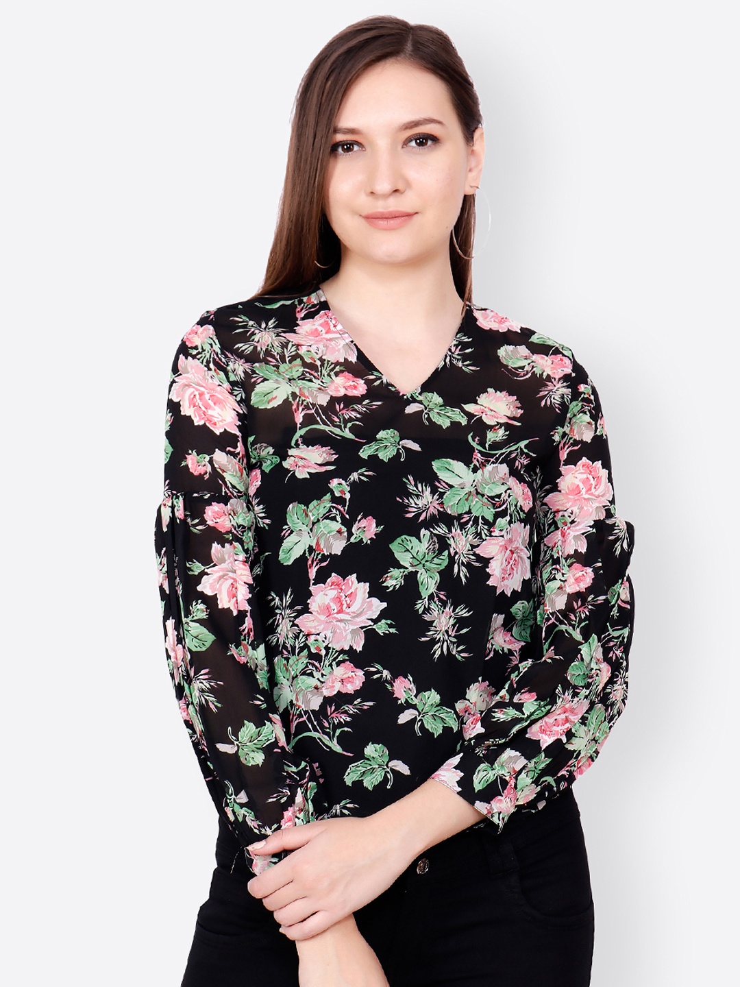 

Cation Women Black Printed Top