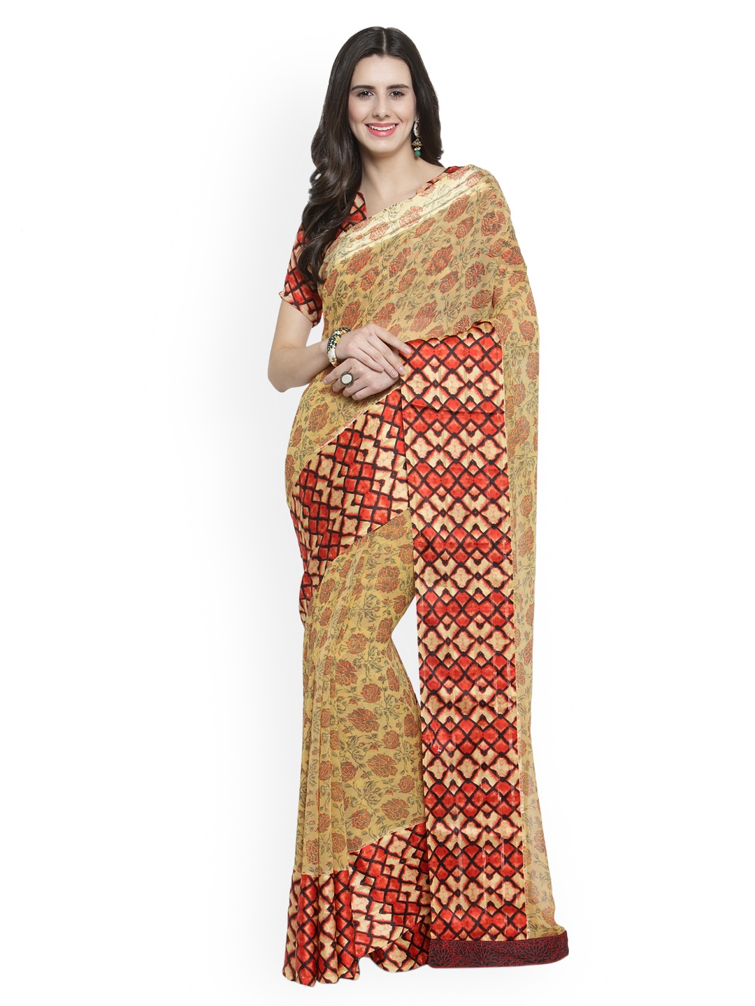 

Shaily Beige Printed Saree