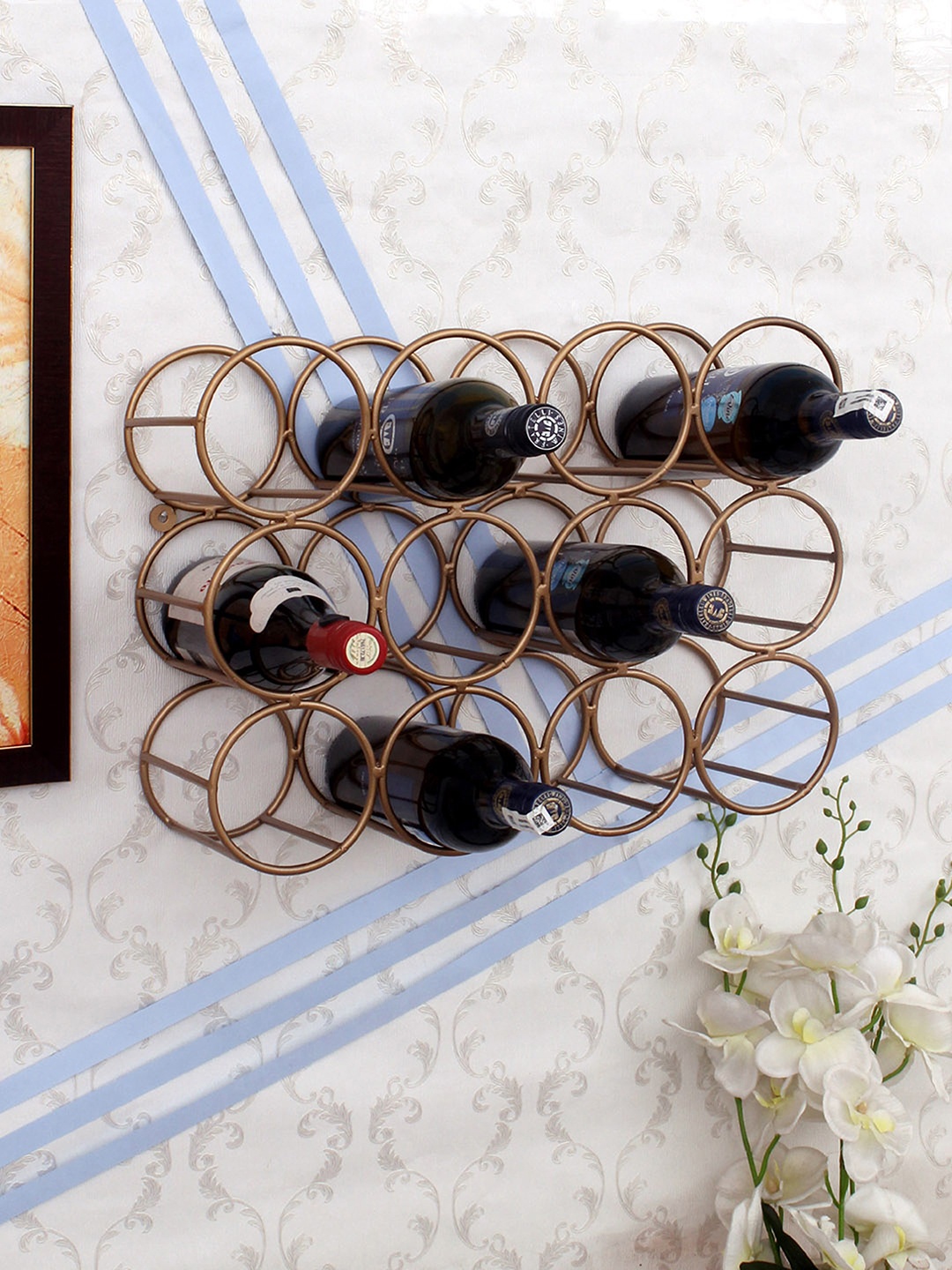 Home Sparkle Gold-Toned Metal Basic Wall Shelf