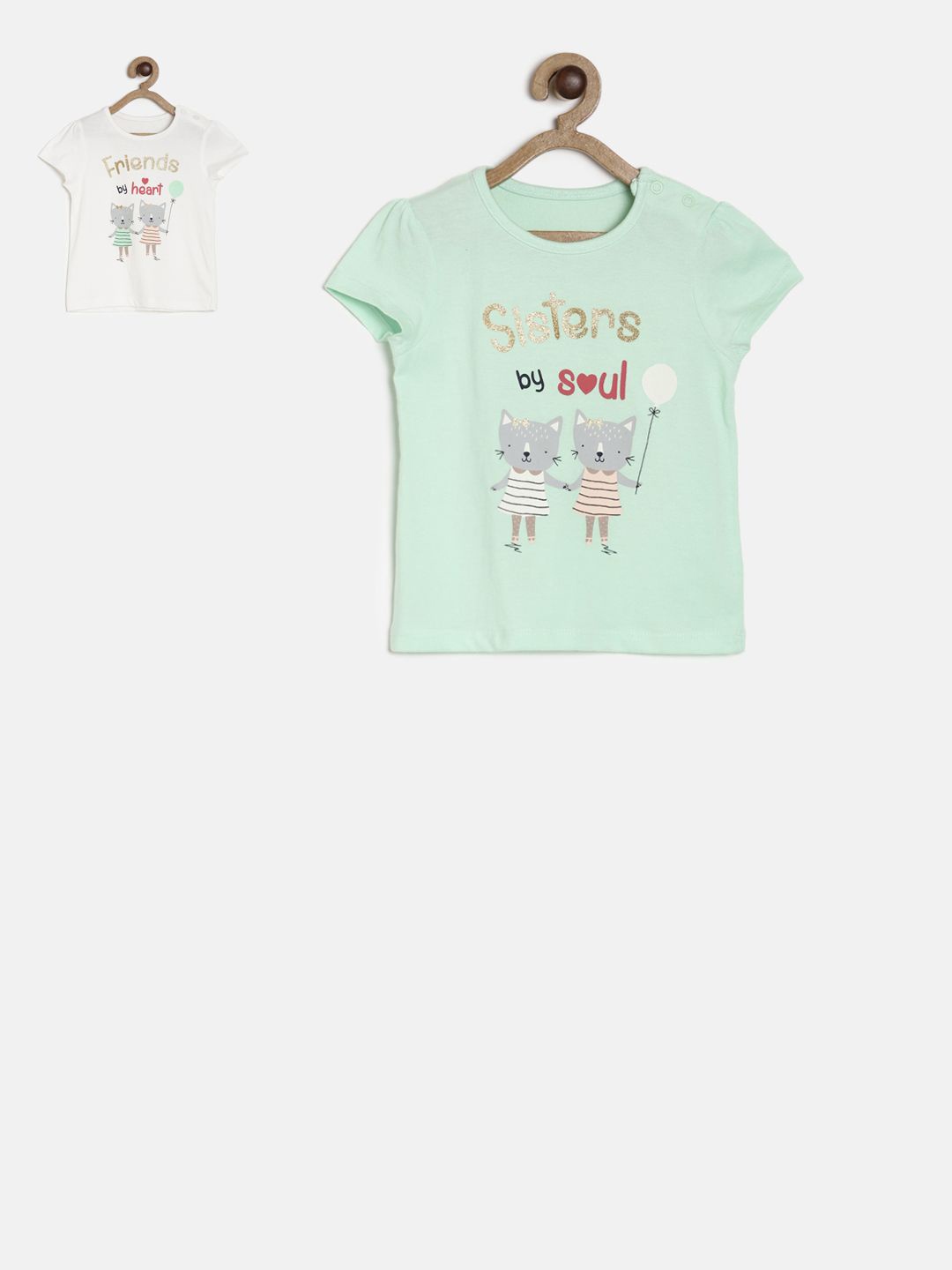 

MINI KLUB Girls Pack Of 2 Printed Tops, Green