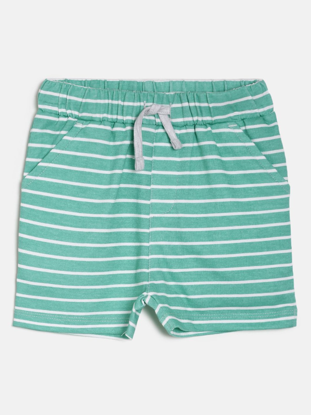 

MINI KLUB Boys Green Striped Regular Fit Regular Shorts