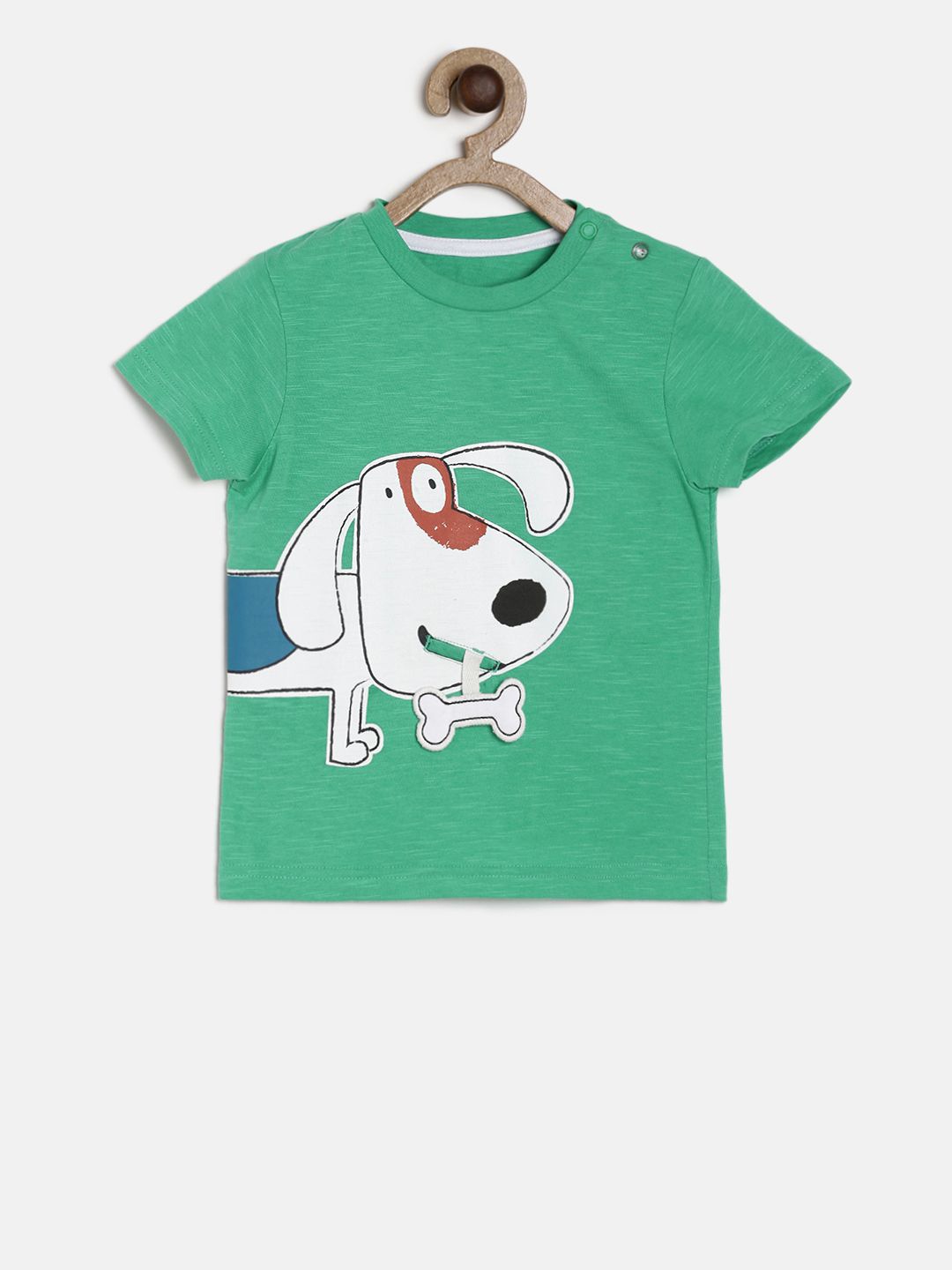 

MINI KLUB Boys Green Printed Round Neck Pure Cotton T-shirt