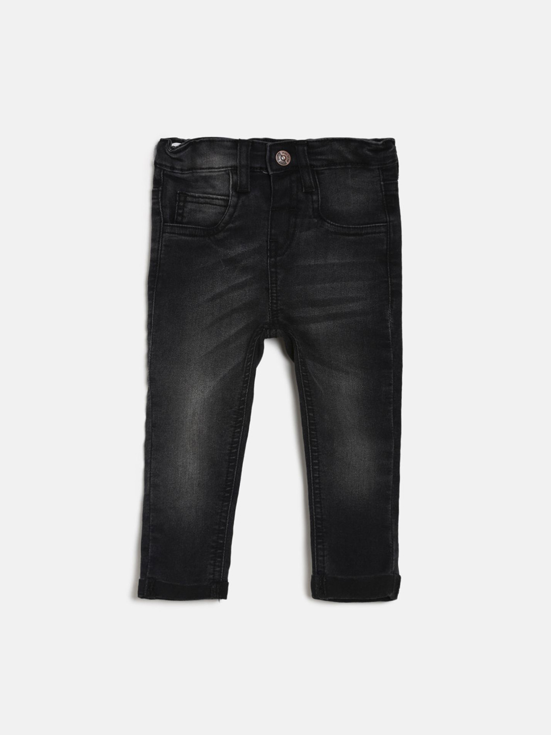 

MINI KLUB Boys Black Regular Fit Mid-Rise Clean Look Stretchable Jeans