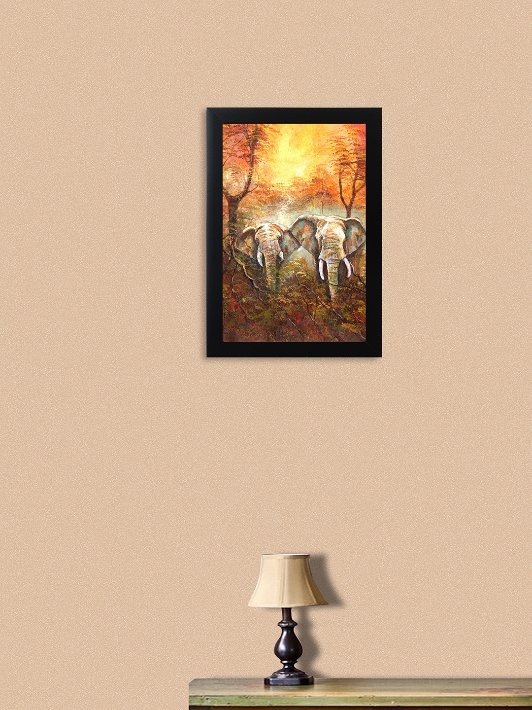 

nest ART Multicoloured Two Elephants Wall Art, Multi