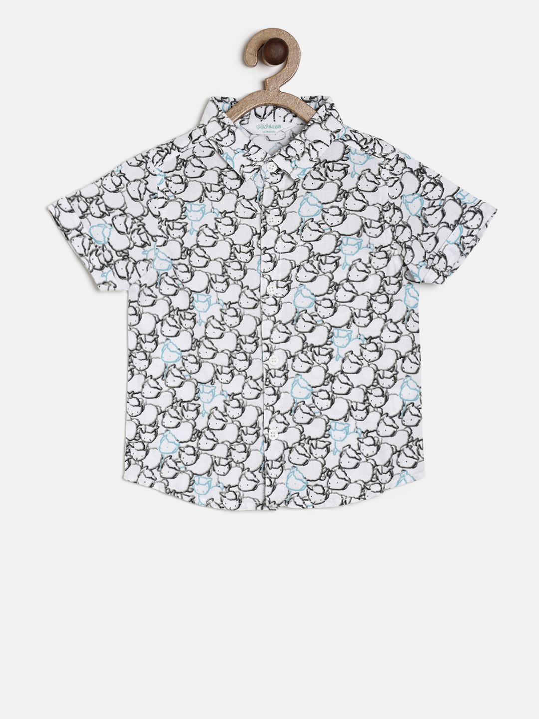 

MINI KLUB Boys Off-White & Black Regular Fit Printed Casual Shirt