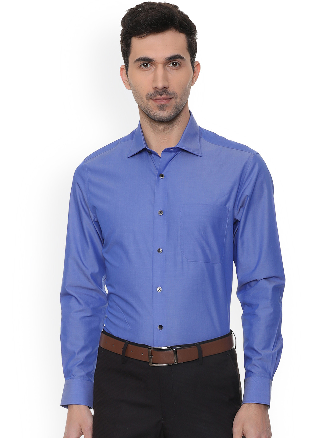 

Louis Philippe Men Blue Regular Fit Solid Formal Shirt