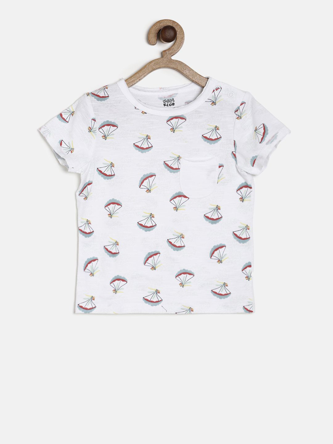 

MINI KLUB Boys White Printed Round Neck T-shirt