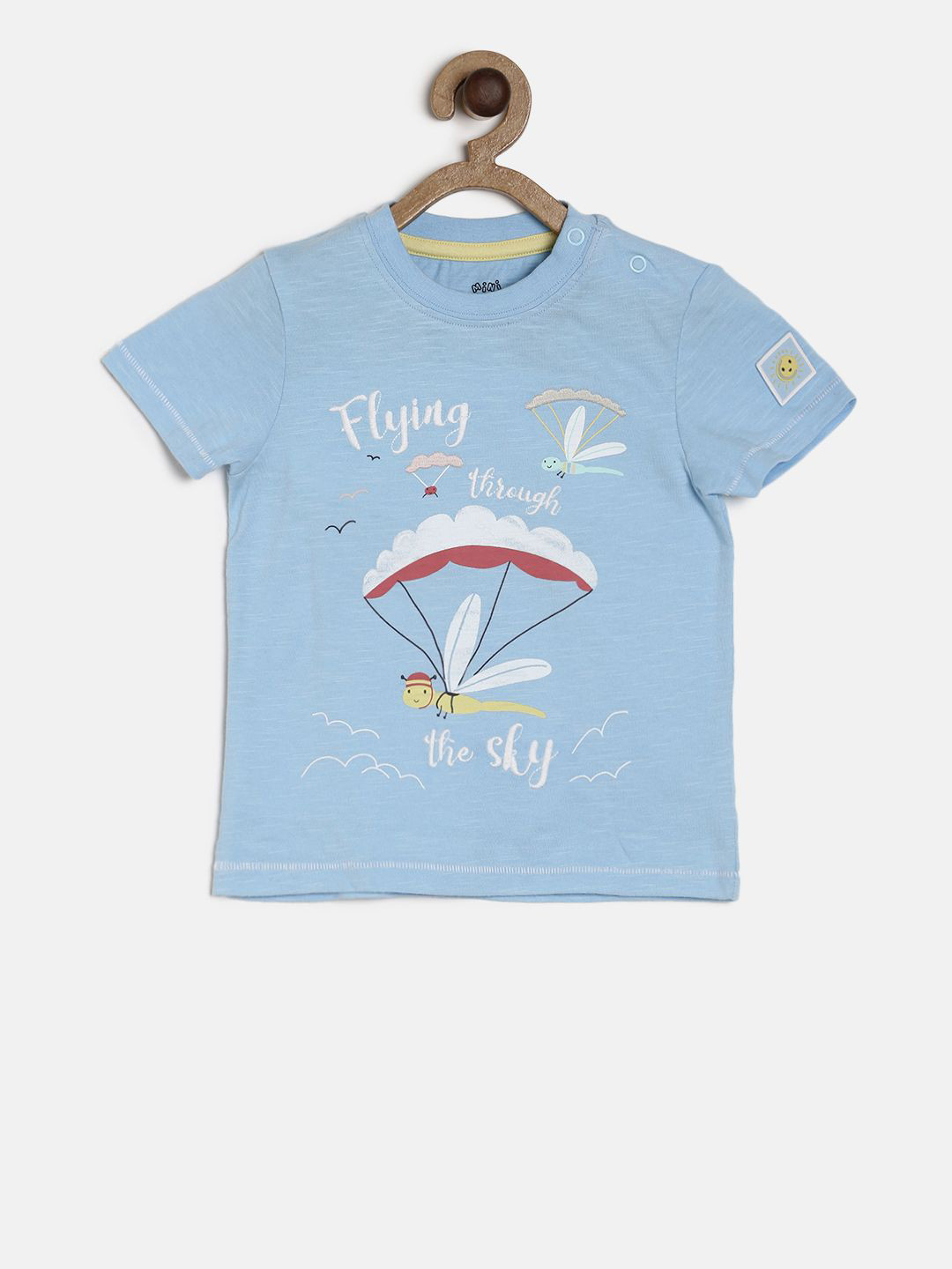 

MINI KLUB Boys Blue Printed Round Neck Pure Cotton T-shirt