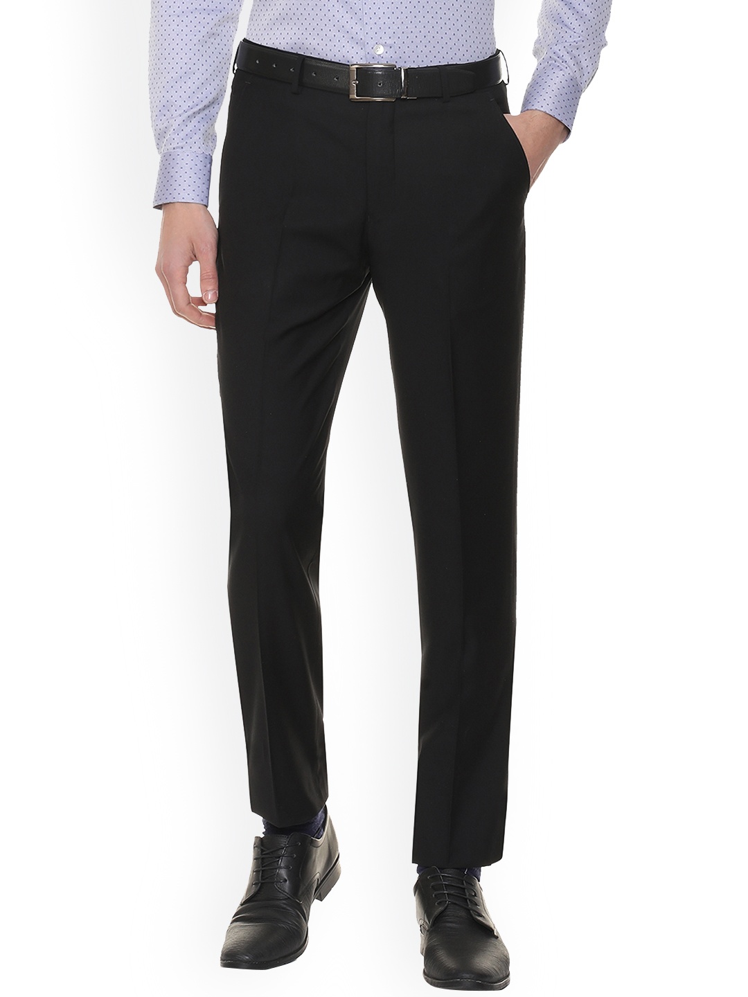 

Louis Philippe Men Black Slim Fit Solid Formal Trousers