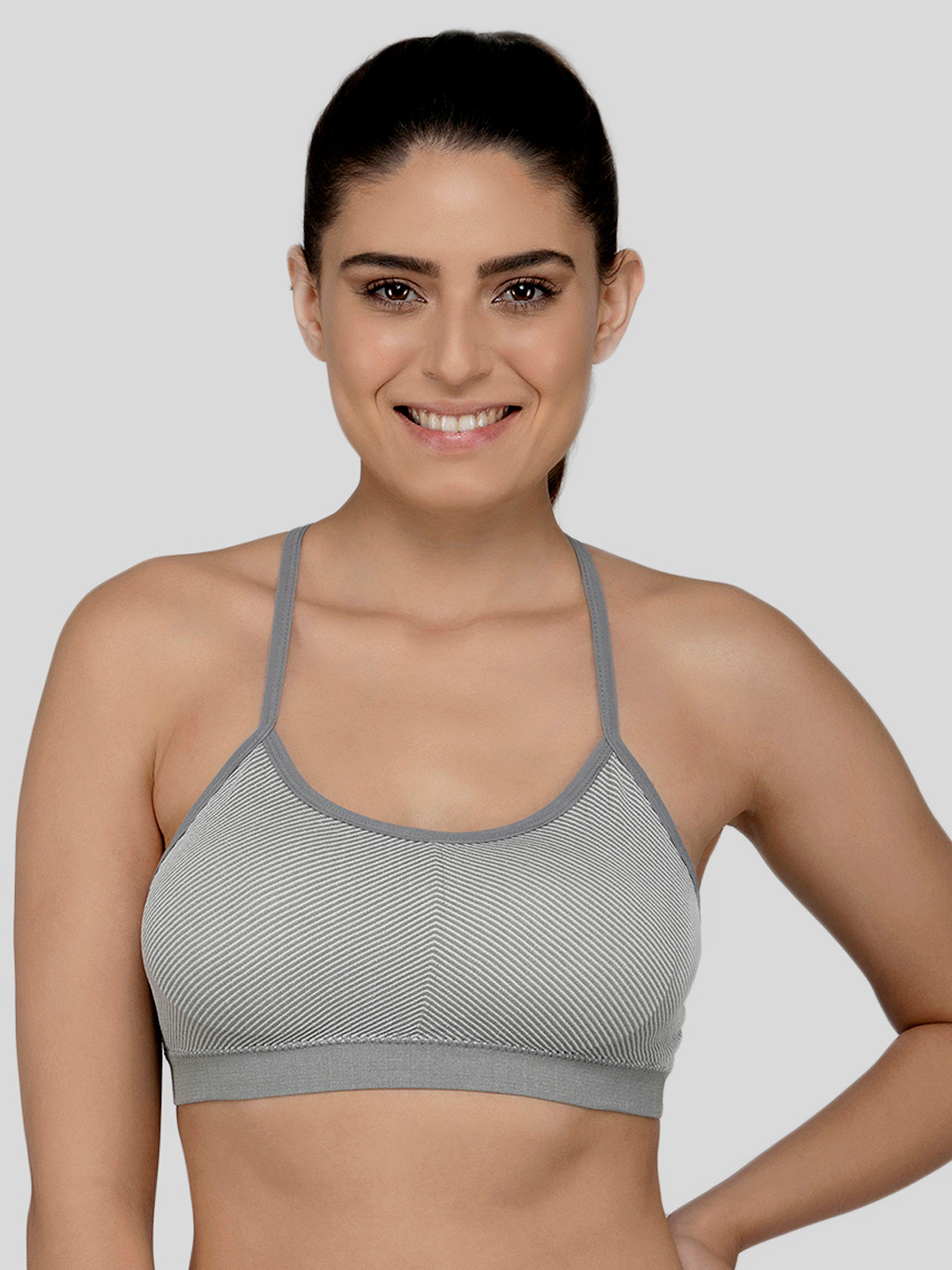 

Laceandme Grey Solid Non-Wired Lightly Padded Everyday Bra 4283