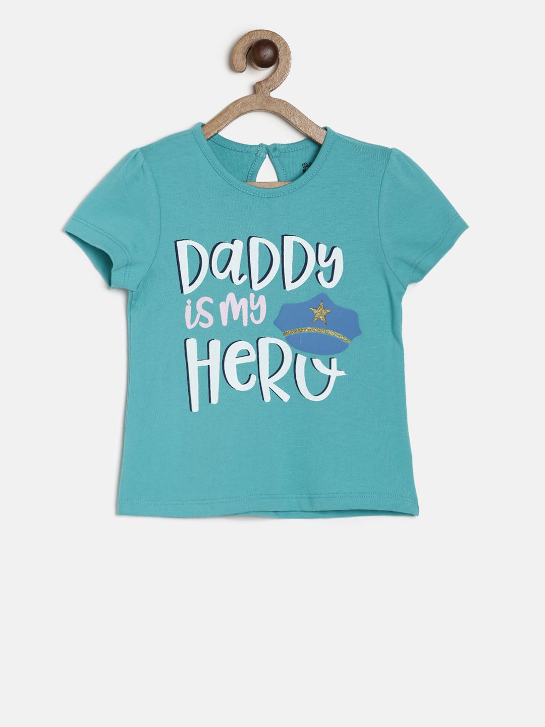 

MINI KLUB Girls Teal Printed Top